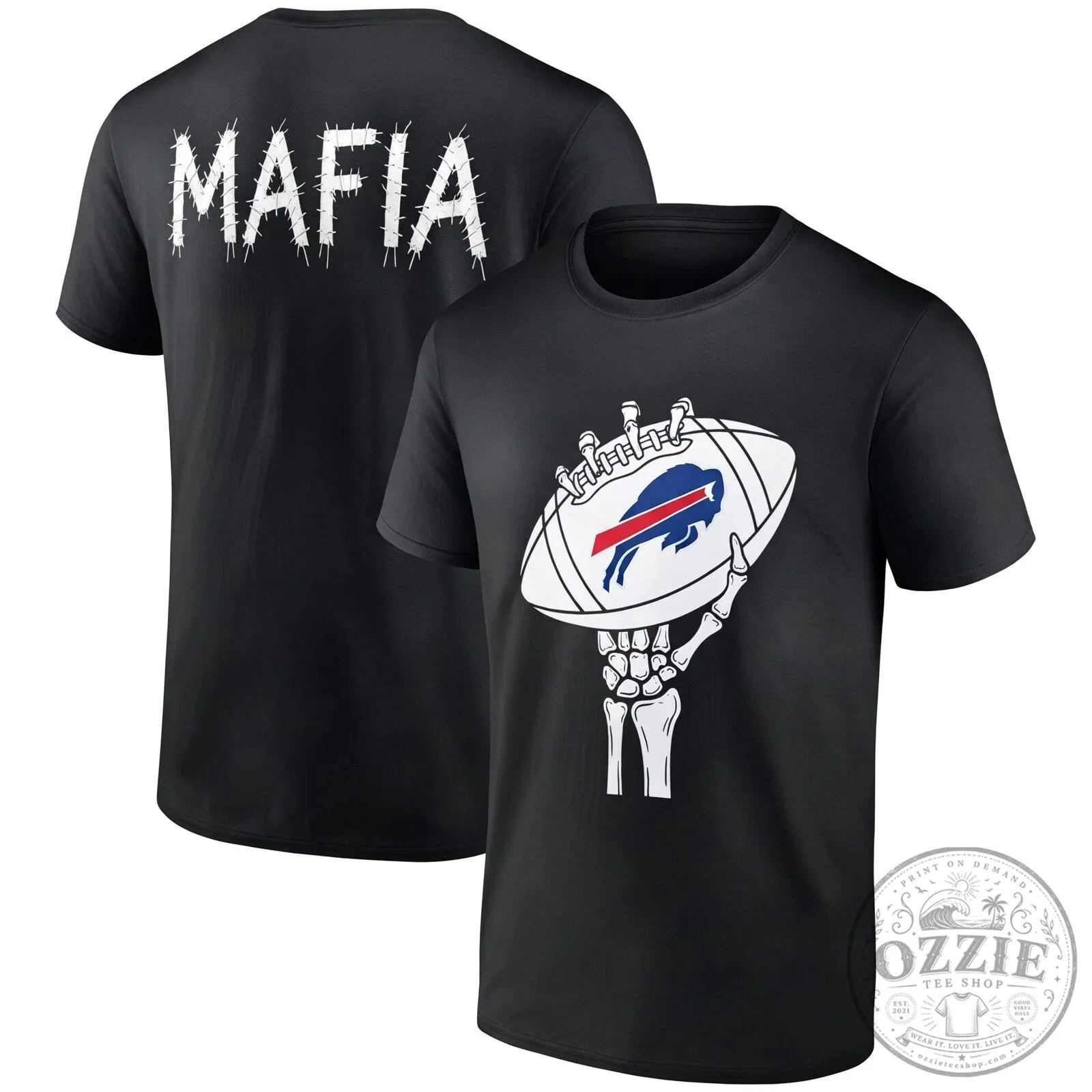 Buffalo Bills Mafia Halloween Skeleton Hand Football T-Shirt 6 Buffalo Bills Mafia Halloween Skeleton Hand Football T-Shirt