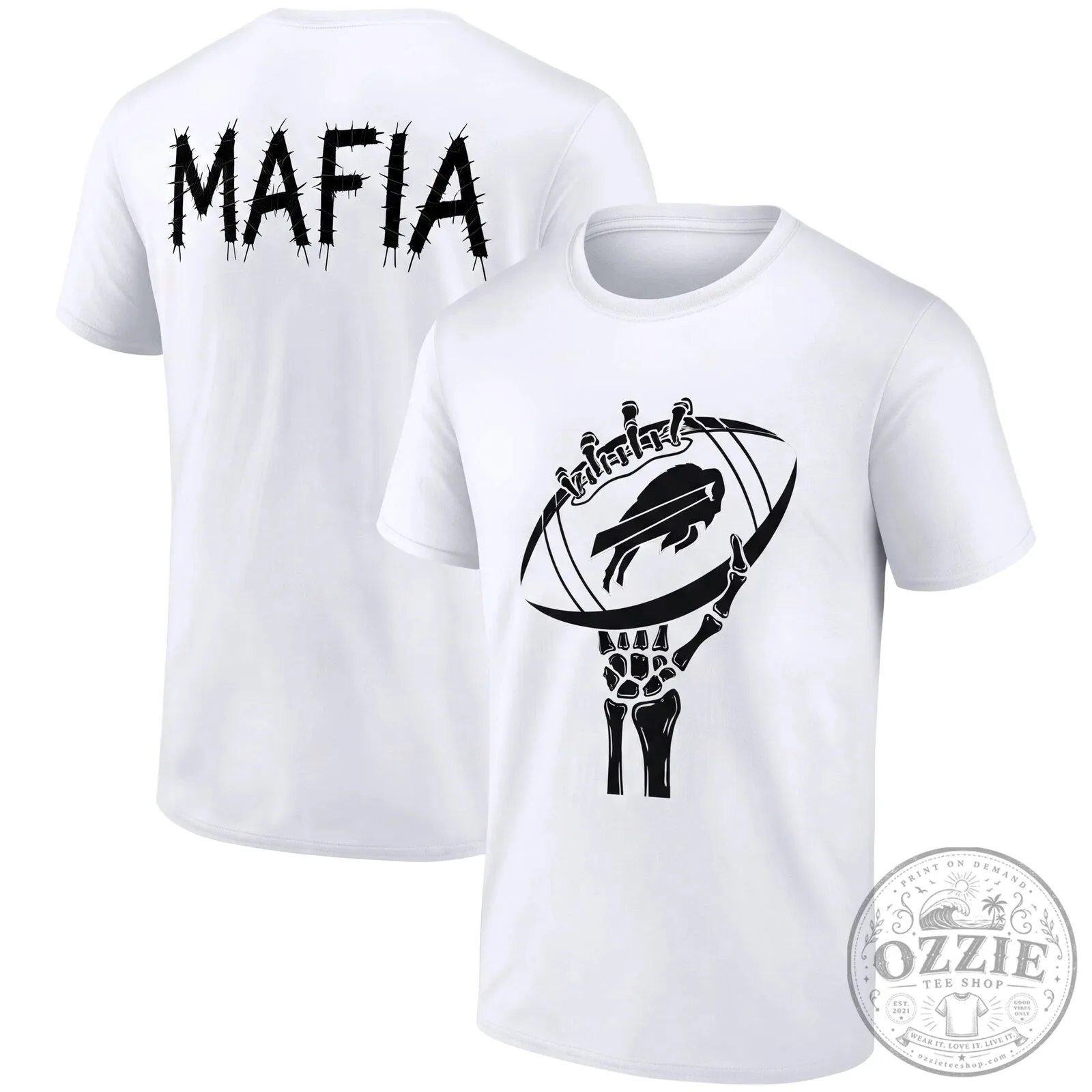 Buffalo Bills Mafia Halloween Skeleton Hand Football T-Shirt 12 Buffalo Bills Mafia Halloween Skeleton Hand Football T-Shirt