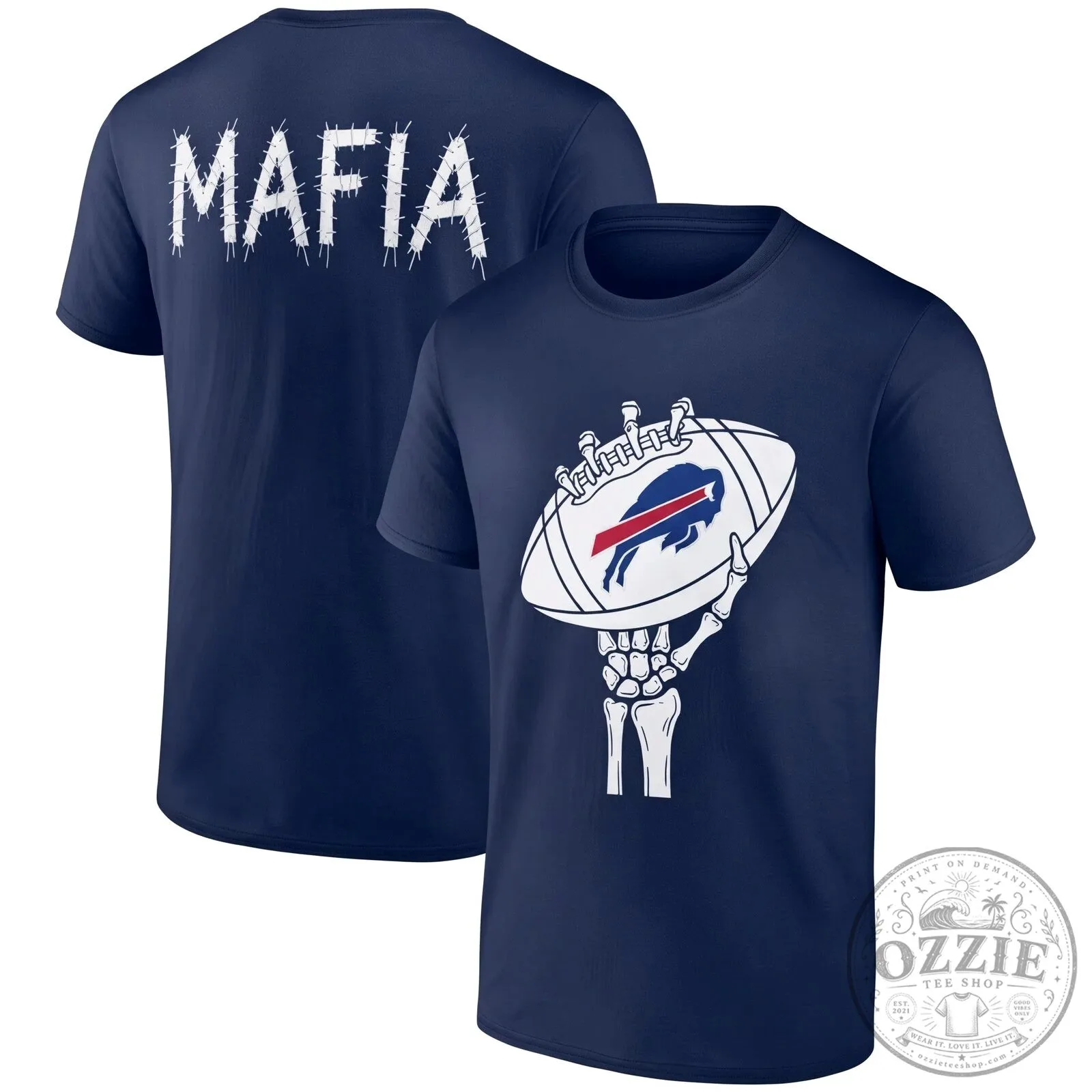 Buffalo Bills Mafia Halloween Skeleton Hand Football T-Shirt 13 Buffalo Bills Mafia Halloween Skeleton Hand Football T-Shirt