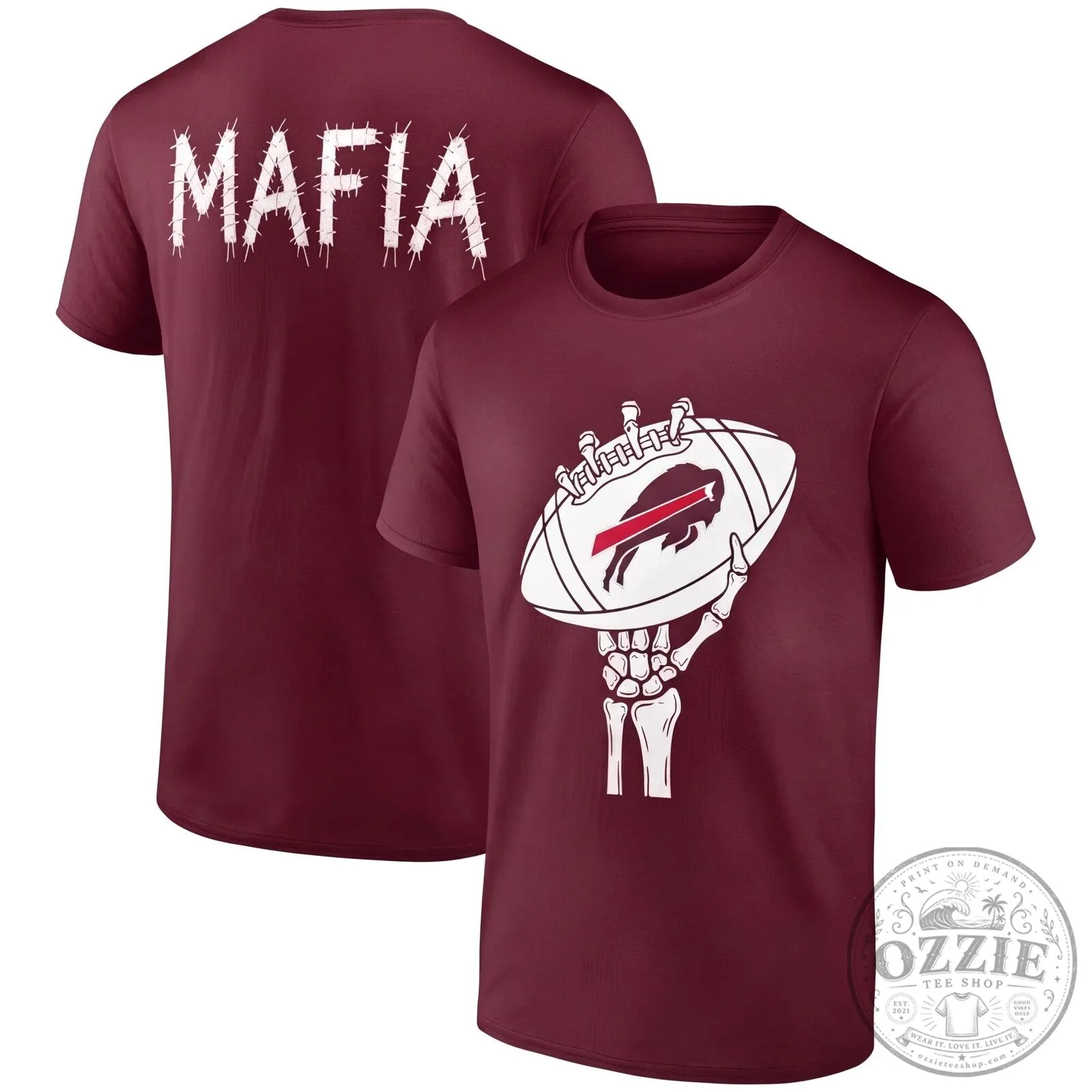 Buffalo Bills Mafia Halloween Skeleton Hand Football T-Shirt 14 Buffalo Bills Mafia Halloween Skeleton Hand Football T-Shirt