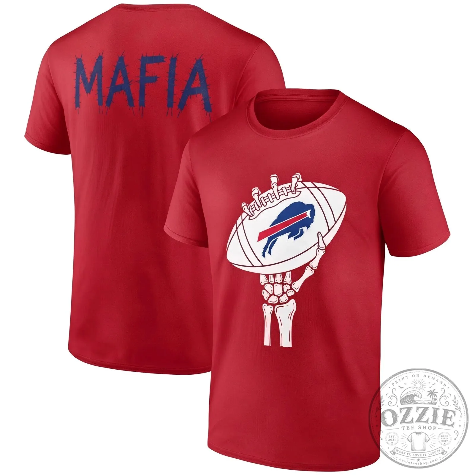 Buffalo Bills Mafia Halloween Skeleton Hand Football T-Shirt 17 Buffalo Bills Mafia Halloween Skeleton Hand Football T-Shirt