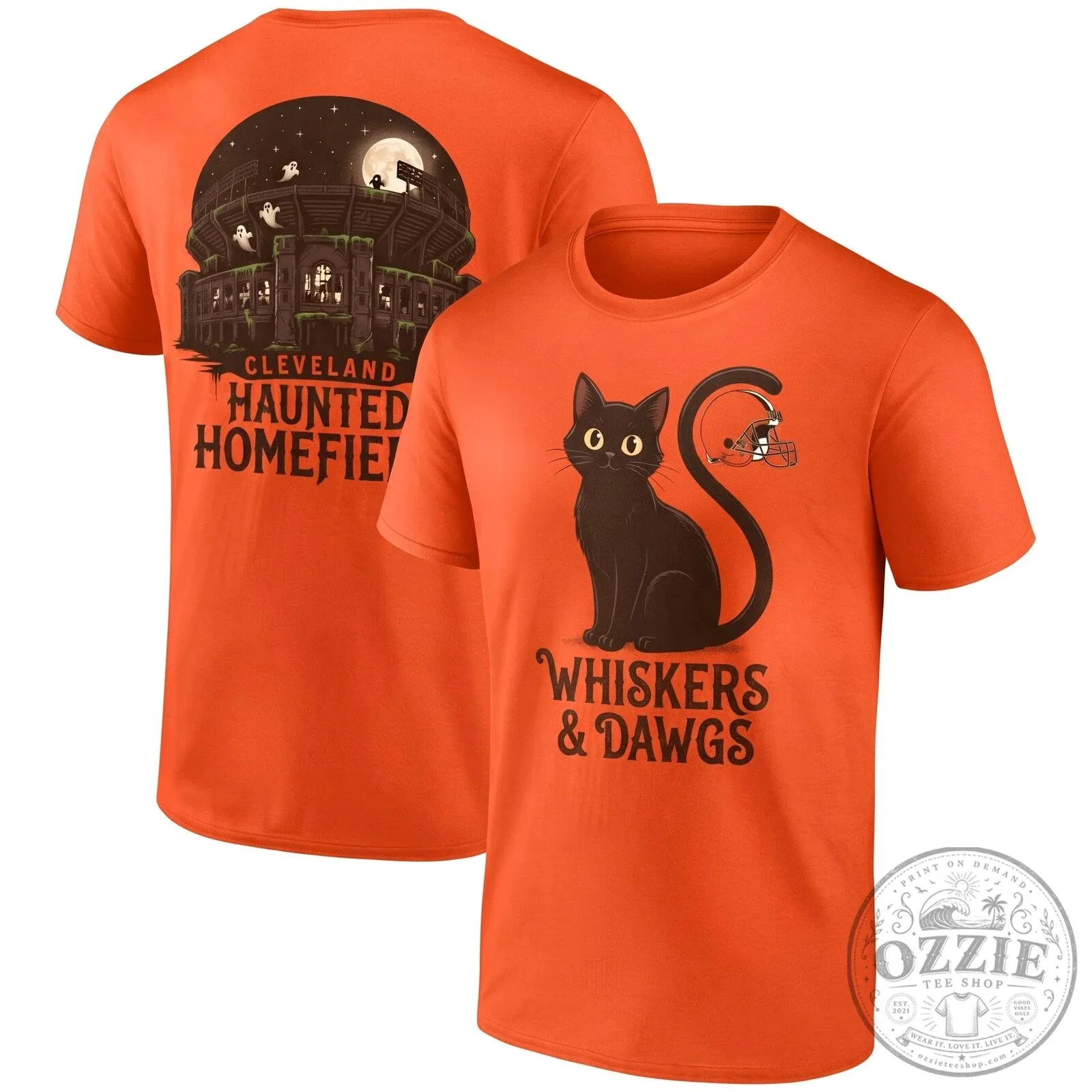 Cleveland Browns Halloween Whiskers and Dawgs Haunted Homefield T-Shirt 11 Cleveland Browns Halloween Whiskers and Dawgs Haunted Homefield T-Shirt