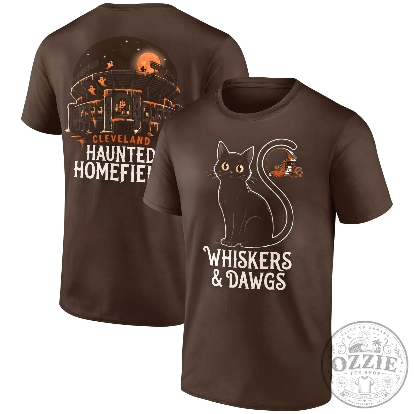 Cleveland Browns Halloween Whiskers and Dawgs Haunted Homefield T-Shirt 12 Cleveland Browns Halloween Whiskers and Dawgs Haunted Homefield T-Shirt