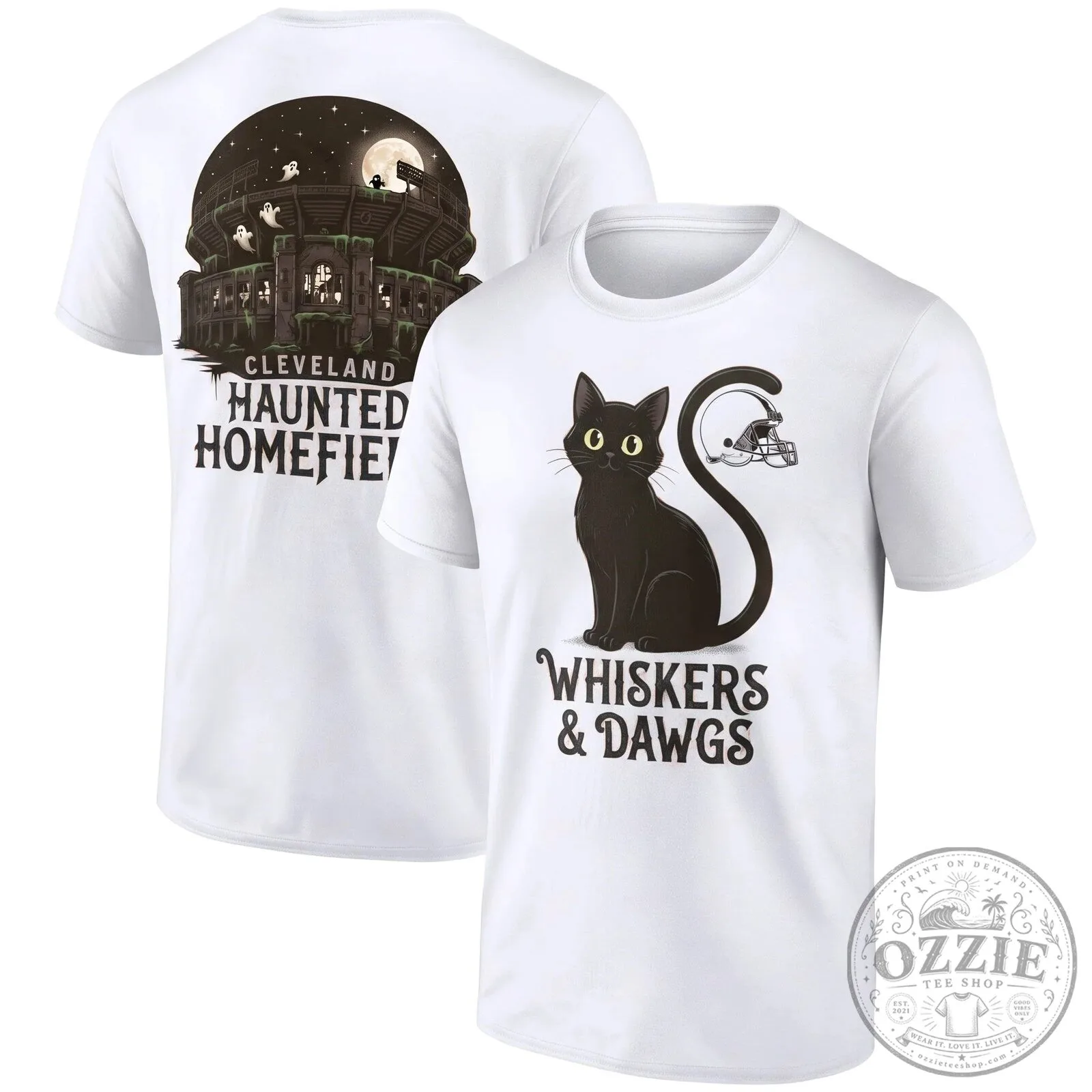 Cleveland Browns Halloween Whiskers and Dawgs Haunted Homefield T-Shirt 13 Cleveland Browns Halloween Whiskers and Dawgs Haunted Homefield T-Shirt