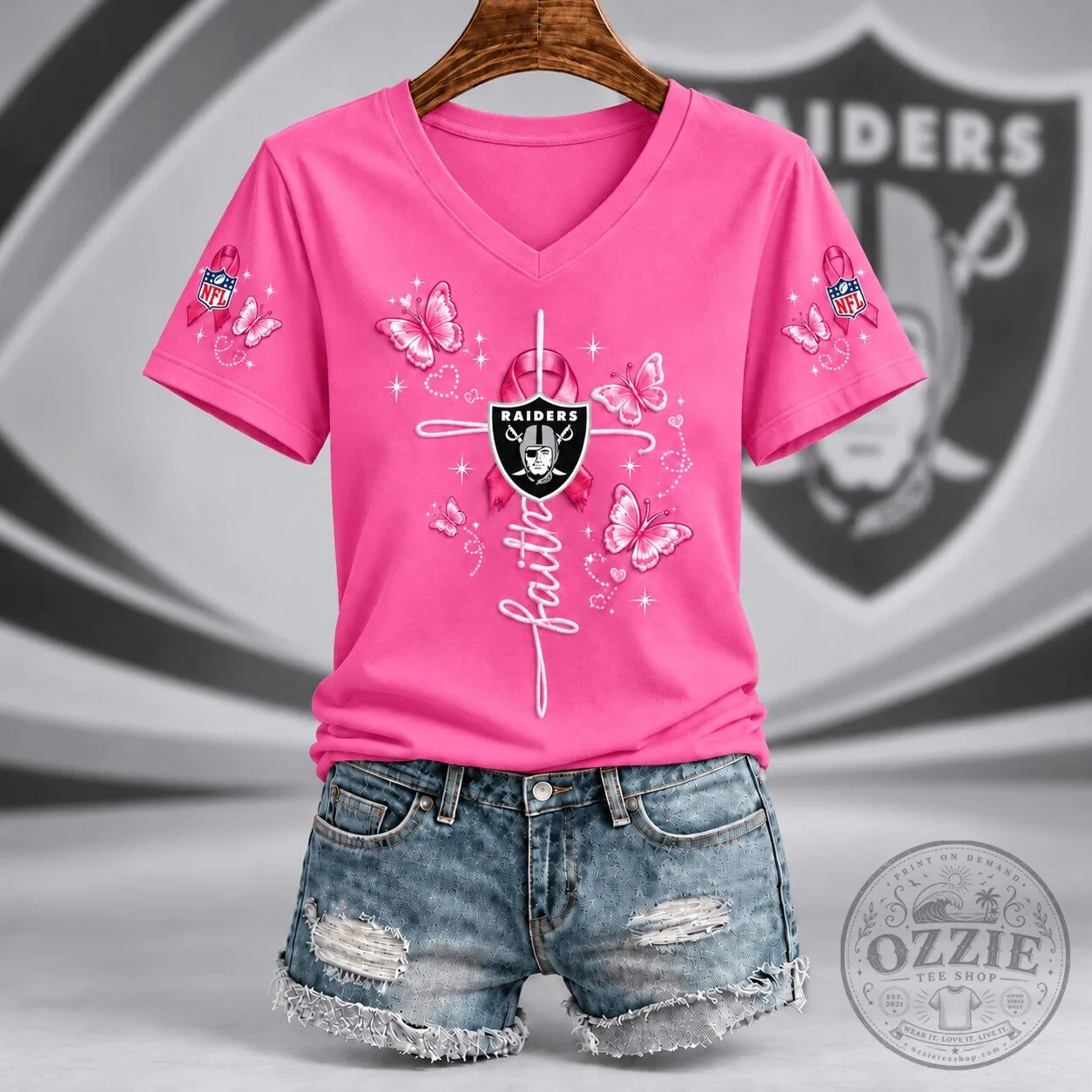 Breast Cancer Awareness T-Shirt with Faith, Hope, and Love for Las Vegas Raiders Fans 5 Breast Cancer Awareness T-Shirt with Faith, Hope, and Love for Las Vegas Raiders Fans