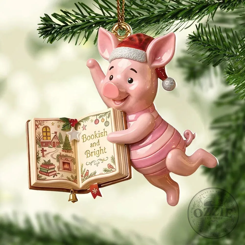 Winnie the Pooh Piglet Bookish and Bright Christmas Tree Ornament
