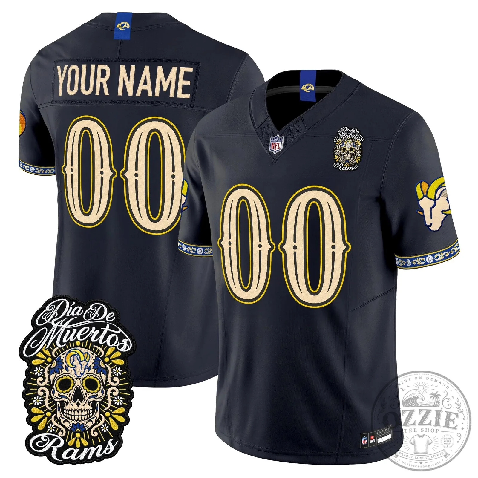 Los Angeles Rams Dia de los Muertos Football Jersey