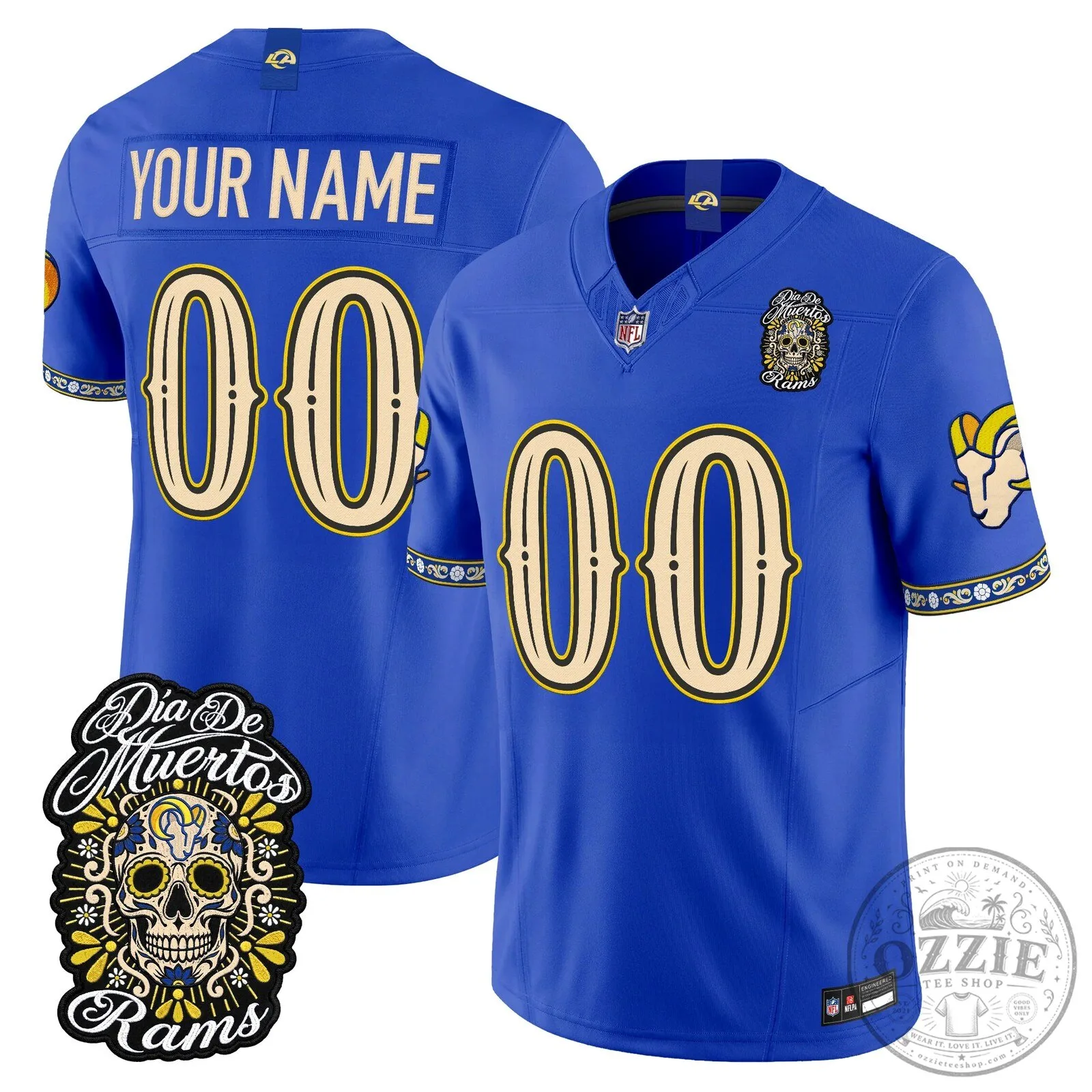 Los Angeles Rams Dia de los Muertos Football Jersey 9 Los Angeles Rams Dia de los Muertos Football Jersey