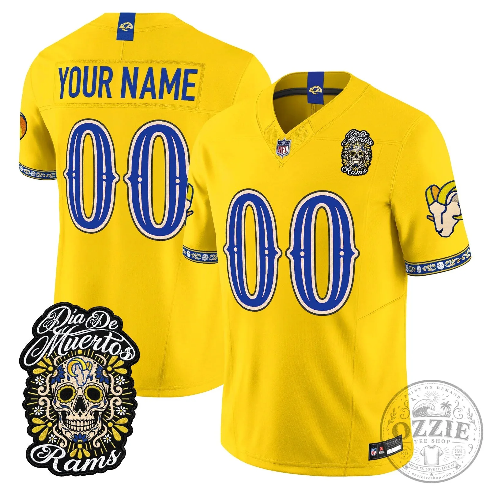 Los Angeles Rams Dia de los Muertos Football Jersey 10 Los Angeles Rams Dia de los Muertos Football Jersey