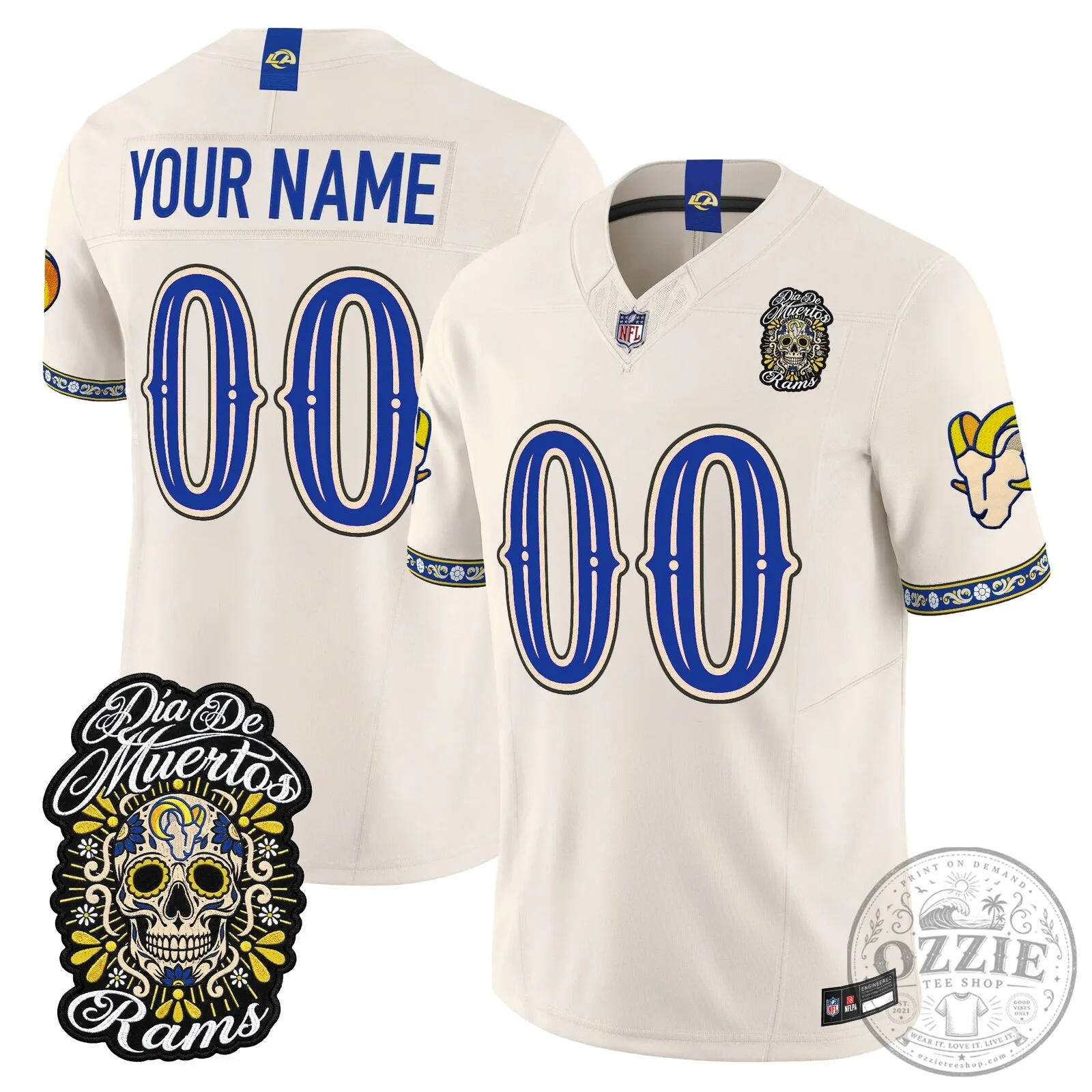Los Angeles Rams Dia de los Muertos Football Jersey 11 Los Angeles Rams Dia de los Muertos Football Jersey