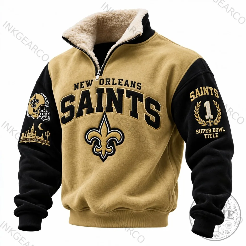 New Orleans Saints Super Bowl Title Quarter-Zip Fleece Sweatshirt New Orleans Saints Super Bowl Title Quarter-Zip Fleece Sweatshirt