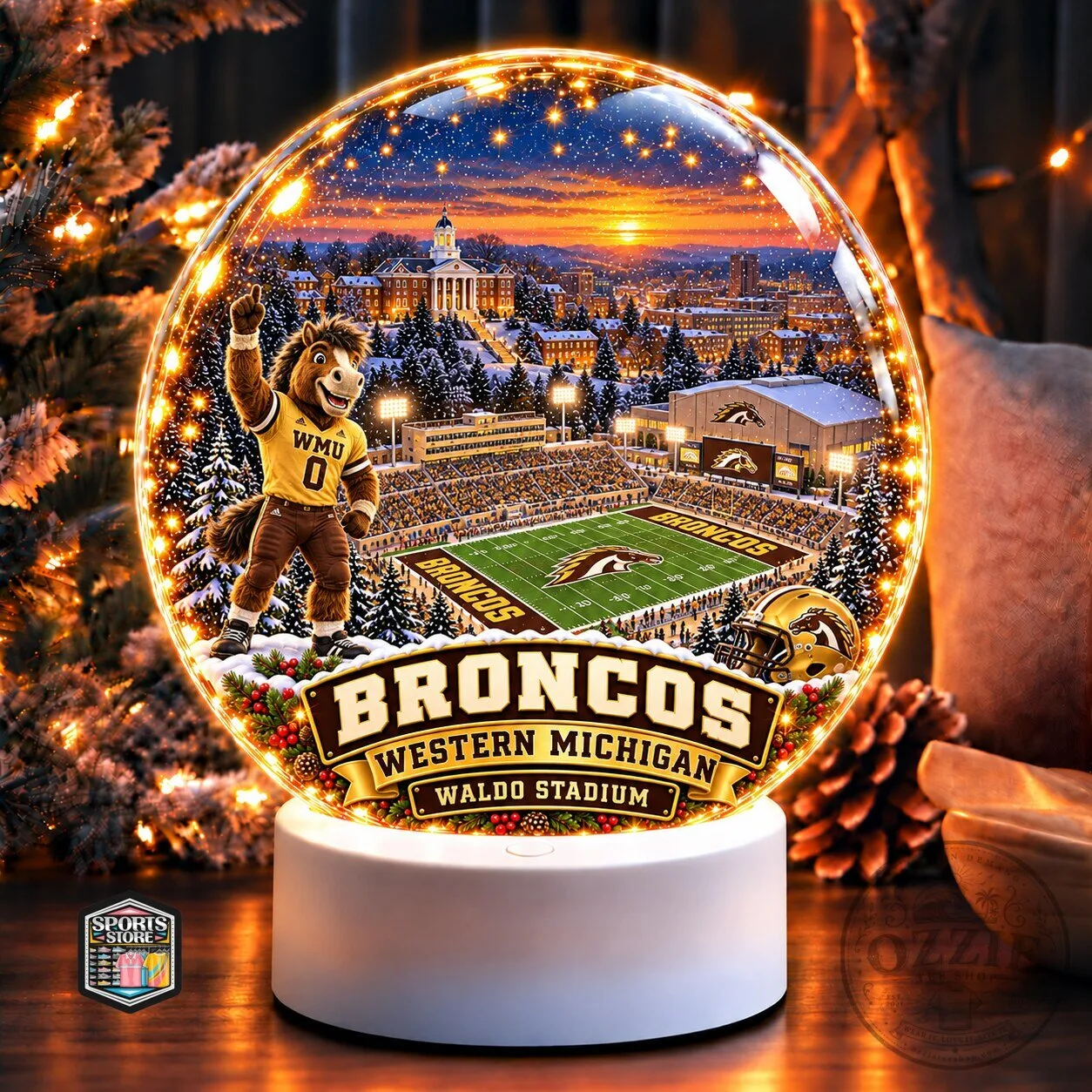 Western Michigan Broncos Waldo Stadium Light-Up Ornament