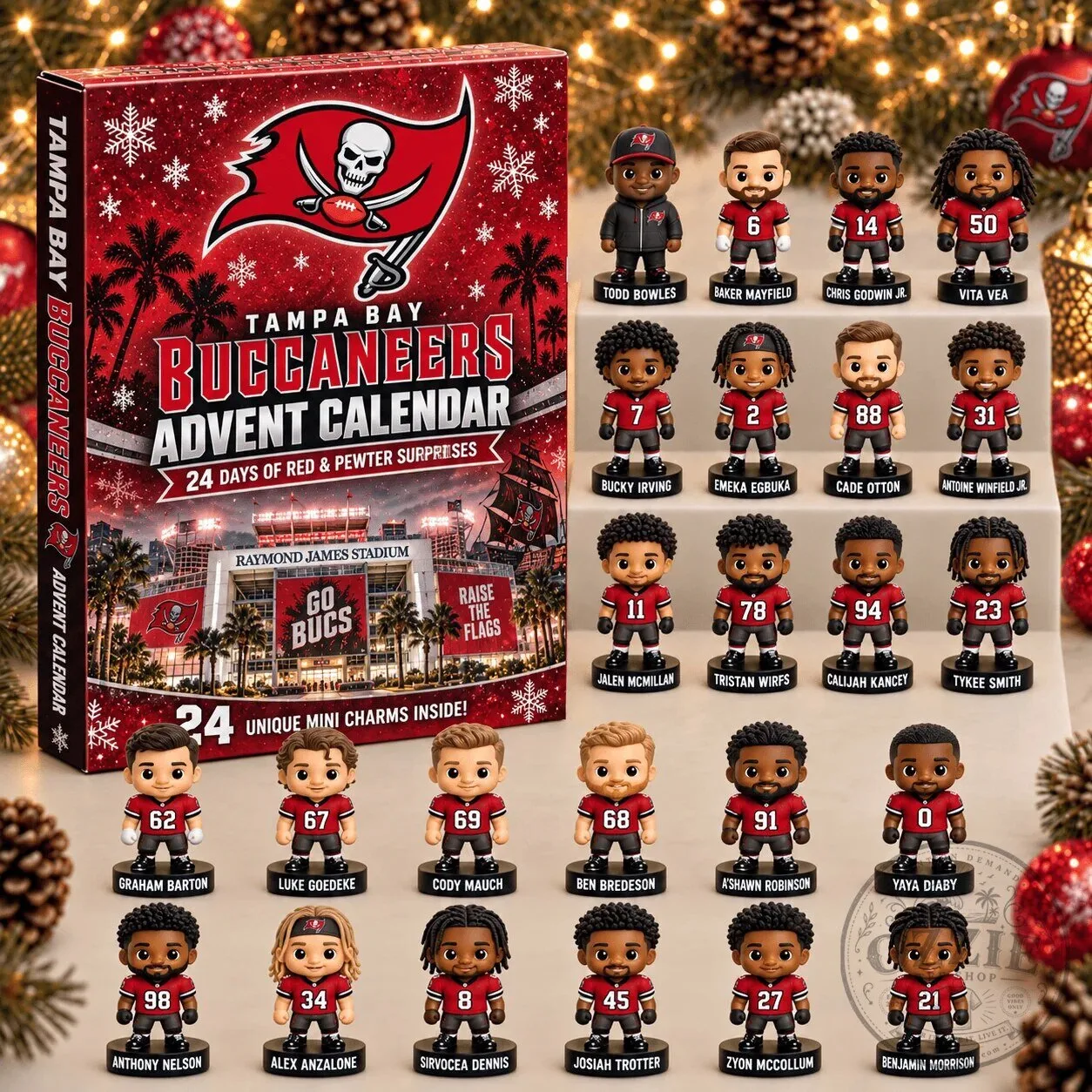 Tampa Bay Buccaneers NFL Football Team 24-Day Advent Calendar with Mini Figurines