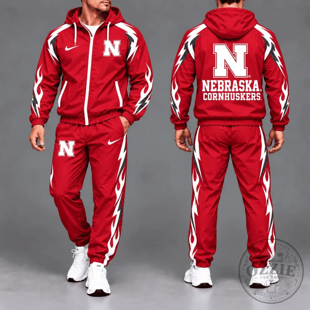Nebraska Cornhuskers Red Full-Zip Performance Tracksuit Hoodie and Pants Set Nebraska Cornhuskers Red Full-Zip Performance Tracksuit Hoodie and Pants Set