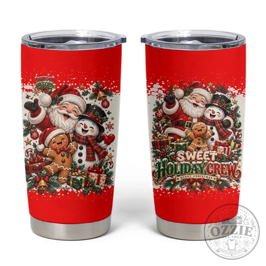 Sweet Holiday Crew Merry Christmas Santa Snowman Gingerbread Tumbler 2 Sweet Holiday Crew Merry Christmas Santa Snowman Gingerbread Tumbler
