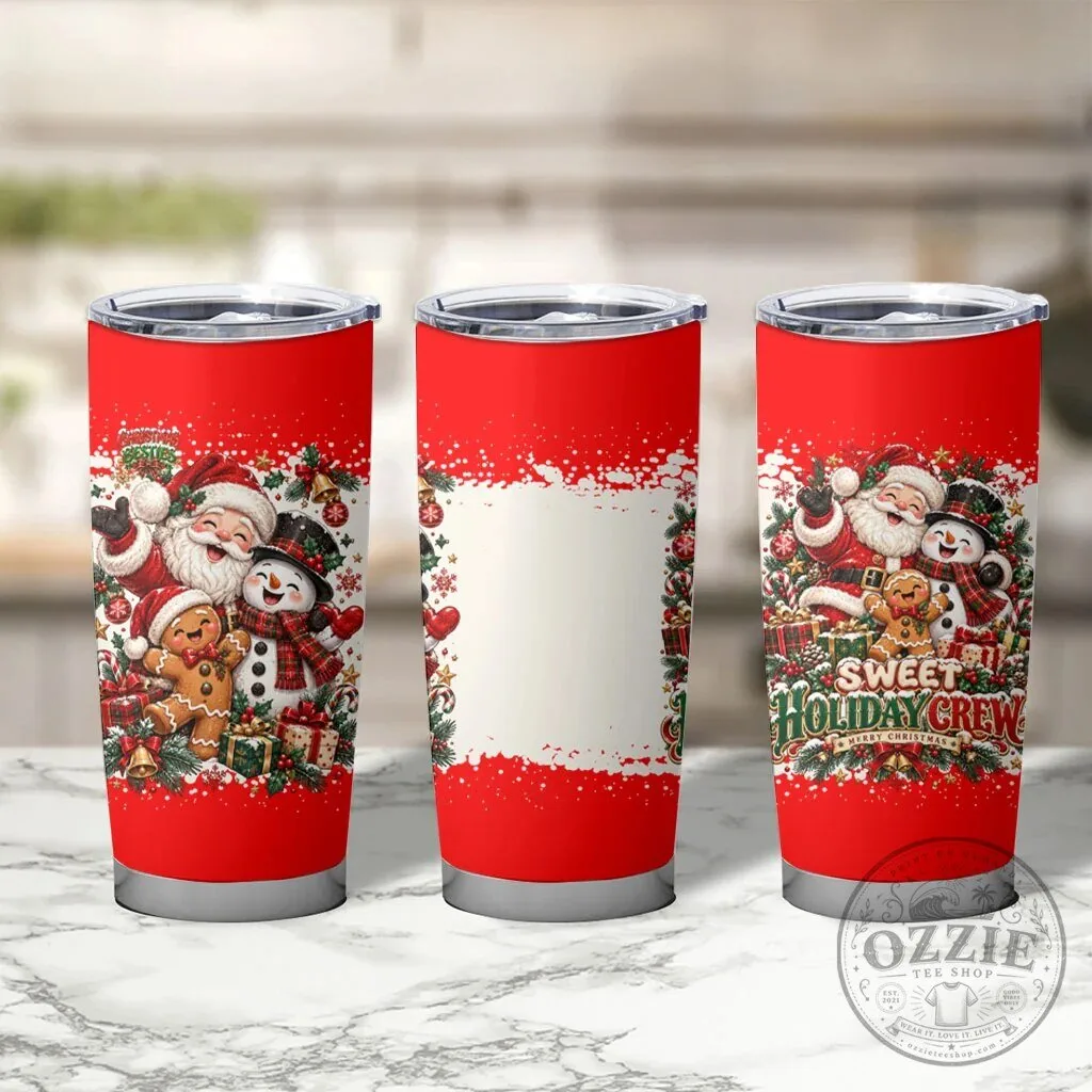 Sweet Holiday Crew Merry Christmas Santa Snowman Gingerbread Tumbler 12 Sweet Holiday Crew Merry Christmas Santa Snowman Gingerbread Tumbler