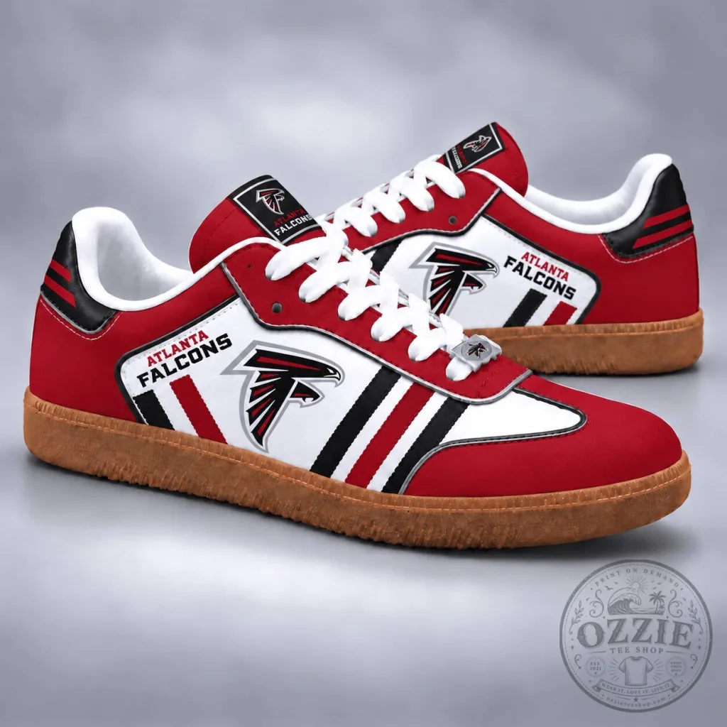 Atlanta Falcons NFL Team Logo Red and White Retro Samba Shoes Atlanta Falcons NFL Team Logo Red and White Retro Samba Shoes