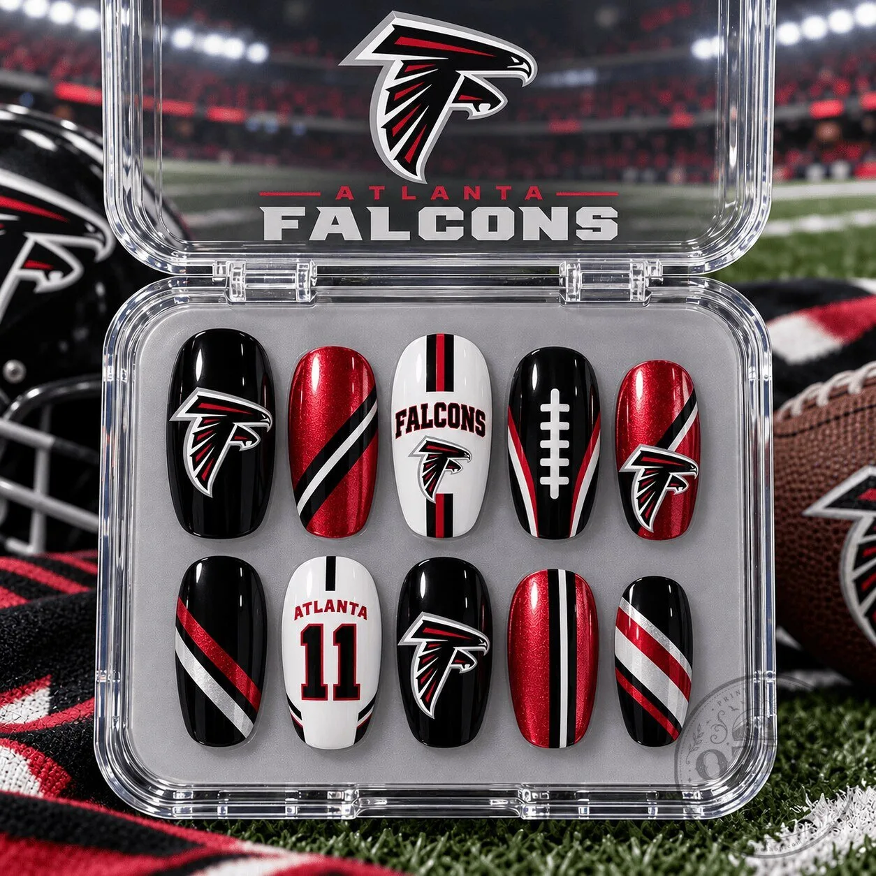 Atlanta Falcons NFL Football Team Logo Press On Nails Set
