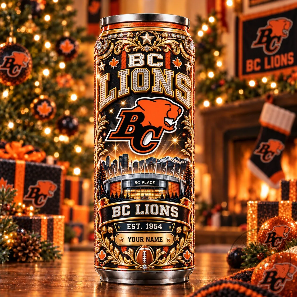 BC Lions Canadian Football League Custom Name Can Tumbler