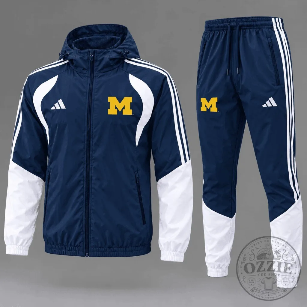 Michigan Wolverines NCAA Game Day Varsity Stripe Performance Hoodie Tracksuit Michigan Wolverines NCAA Game Day Varsity Stripe Performance Hoodie Tracksuit