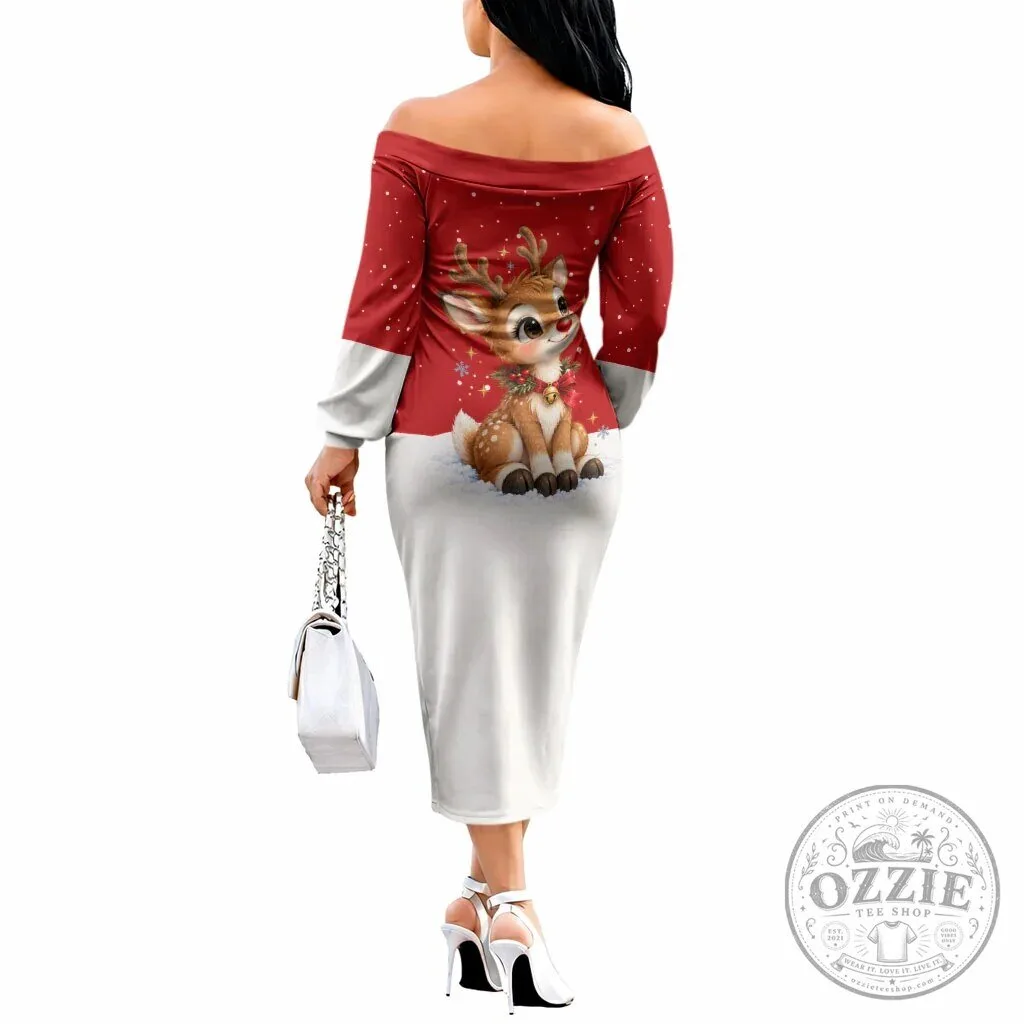Cute Reindeer Boop Christmas Off The Shoulder Long Sleeve Dress 7 Cute Reindeer Boop Christmas Off The Shoulder Long Sleeve Dress