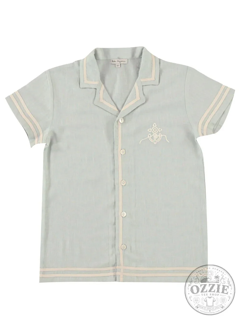 Baby Organic Malo Short Sleeve Collared Shirt with Anchor Embroidery 5 Baby Organic Malo Short Sleeve Collared Shirt with Anchor Embroidery