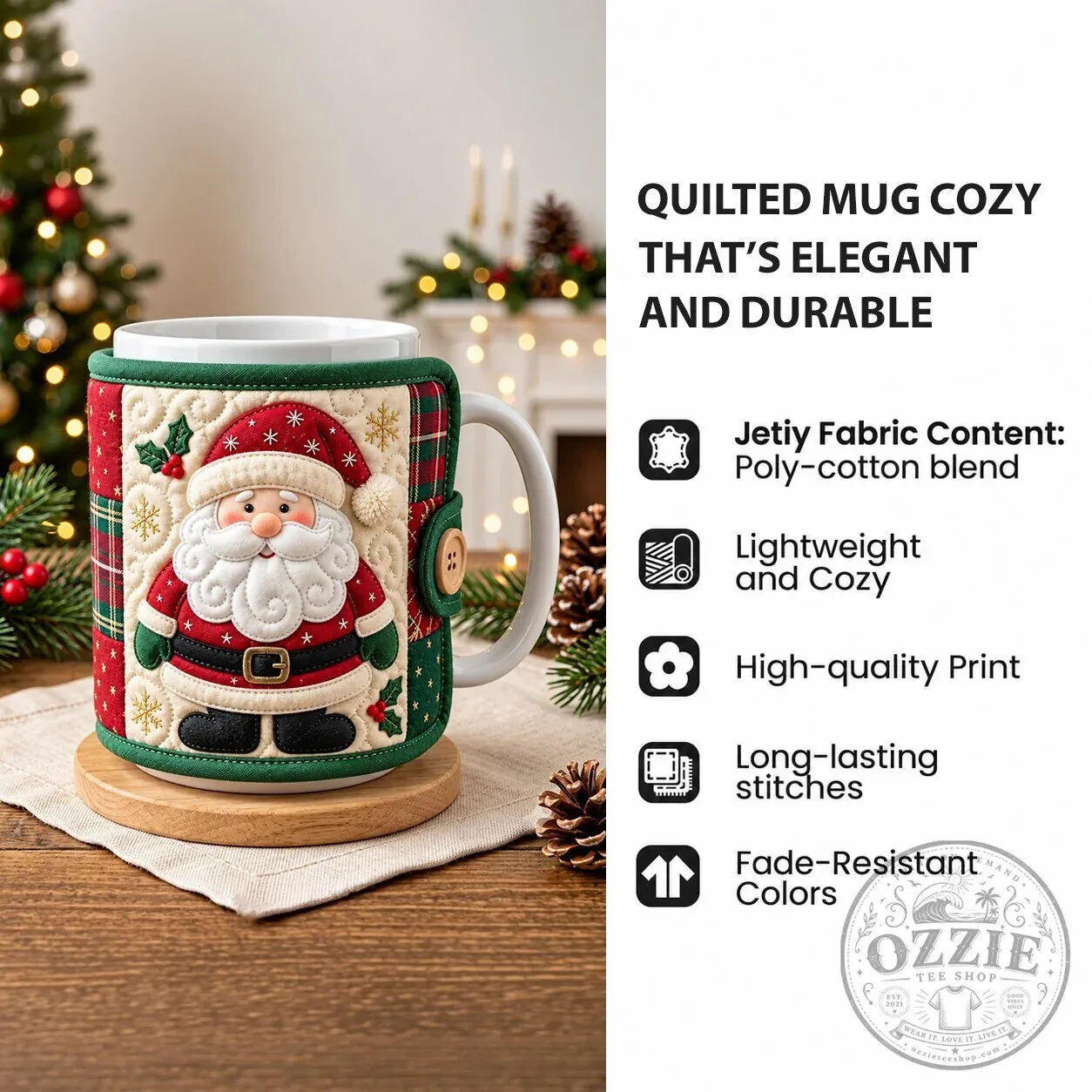 Santa Claus Hot Cocoa Quilted Mug Cozy 10 Santa Claus Hot Cocoa Quilted Mug Cozy