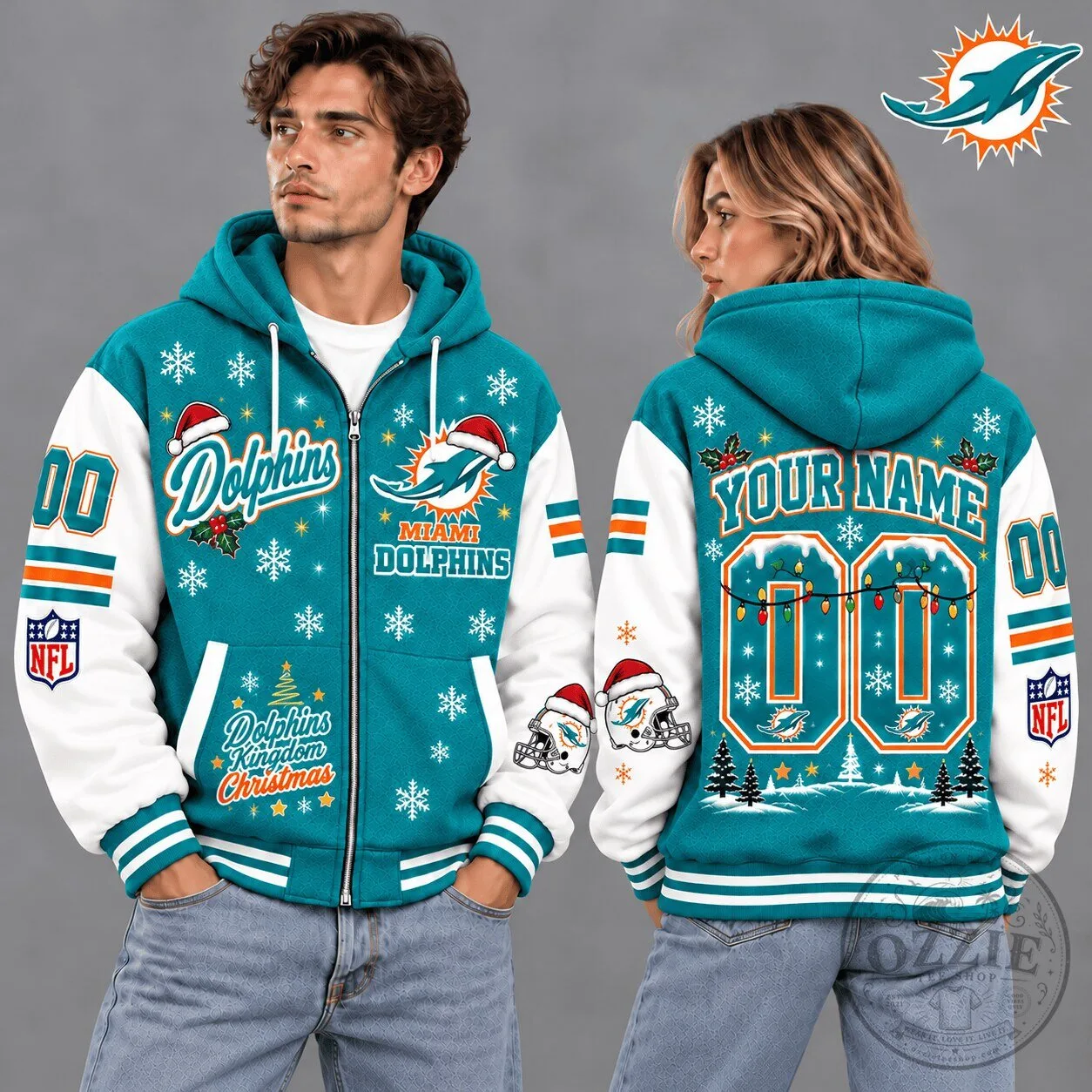 Miami Dolphins Christmas Custom Name Number Ugly Sweater Style Hoodie 1 Miami Dolphins Christmas Custom Name Number Ugly Sweater Style Hoodie