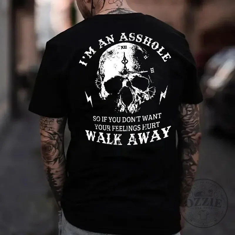 I'm An Asshole Skull Warning Graphic T-Shirt - Walk Away Sarcastic Tee