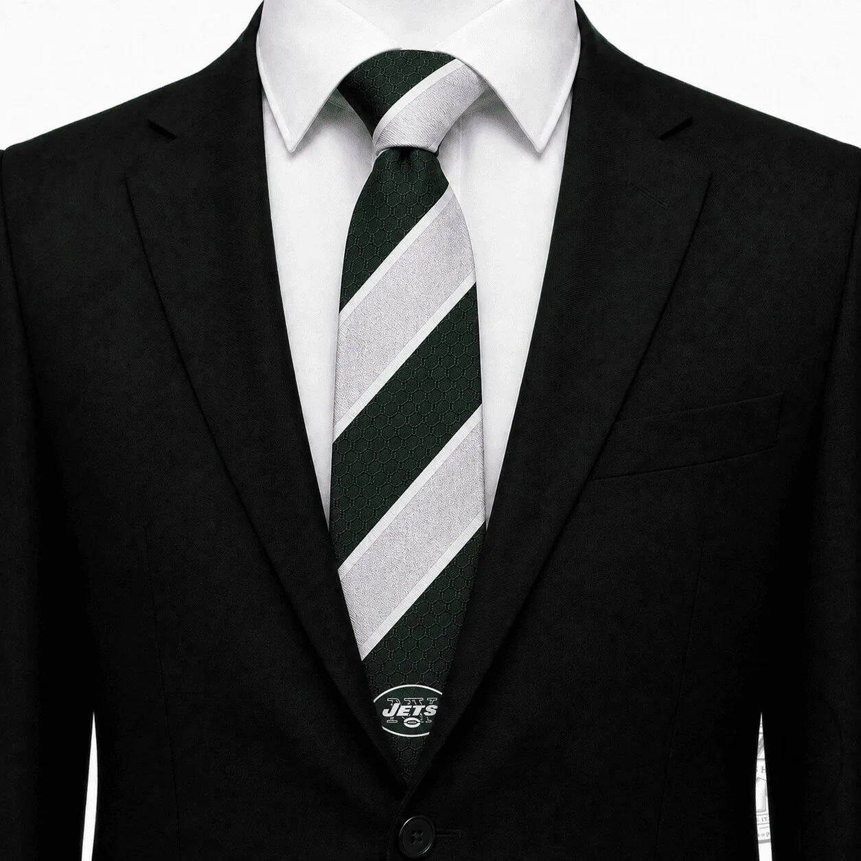 New York Jets NFL Striped Pattern Team Logo Football Fan Necktie