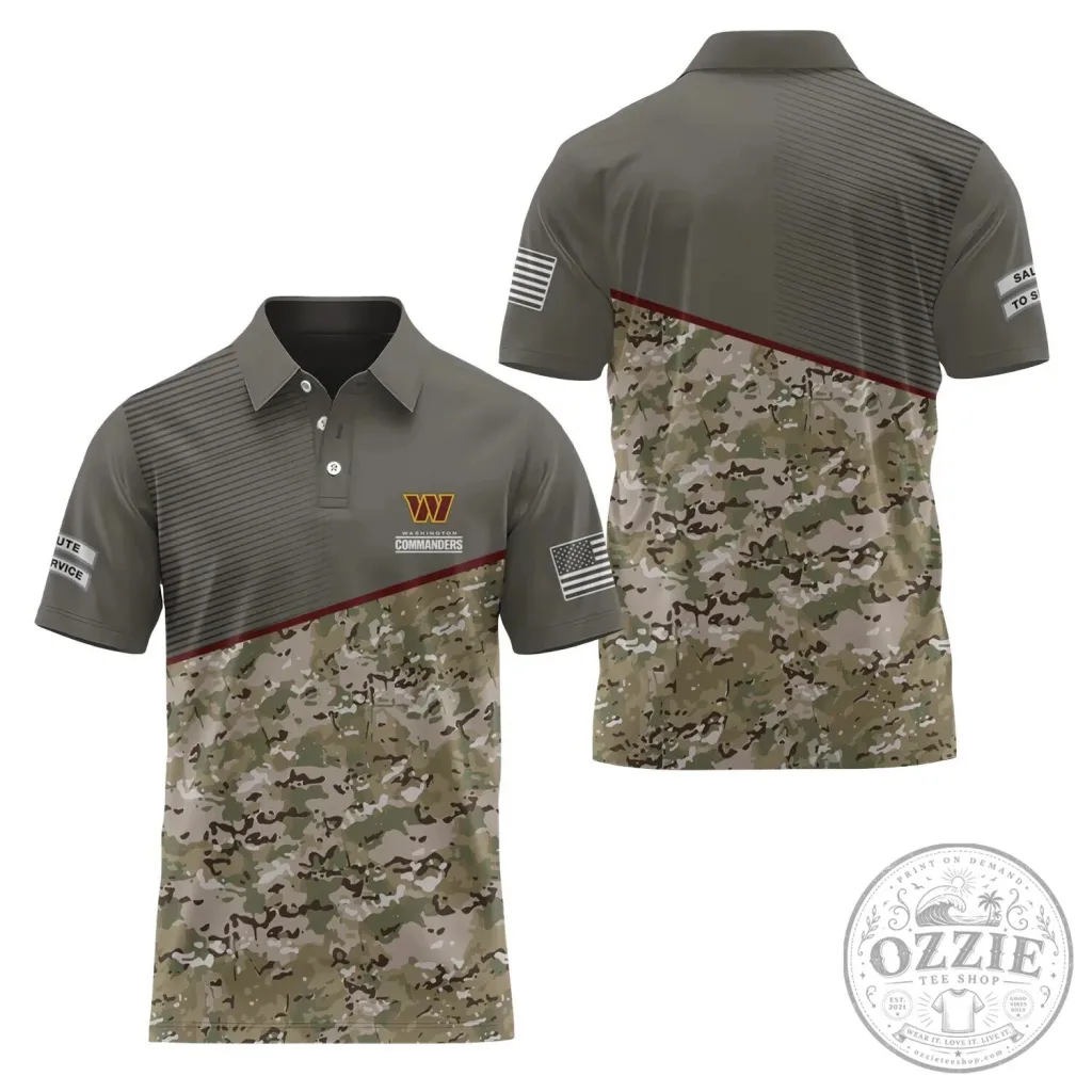 Washington Commanders Salute To Service Camouflage Military Style Polo Shirt Washington Commanders Salute To Service Camouflage Military Style Polo Shirt