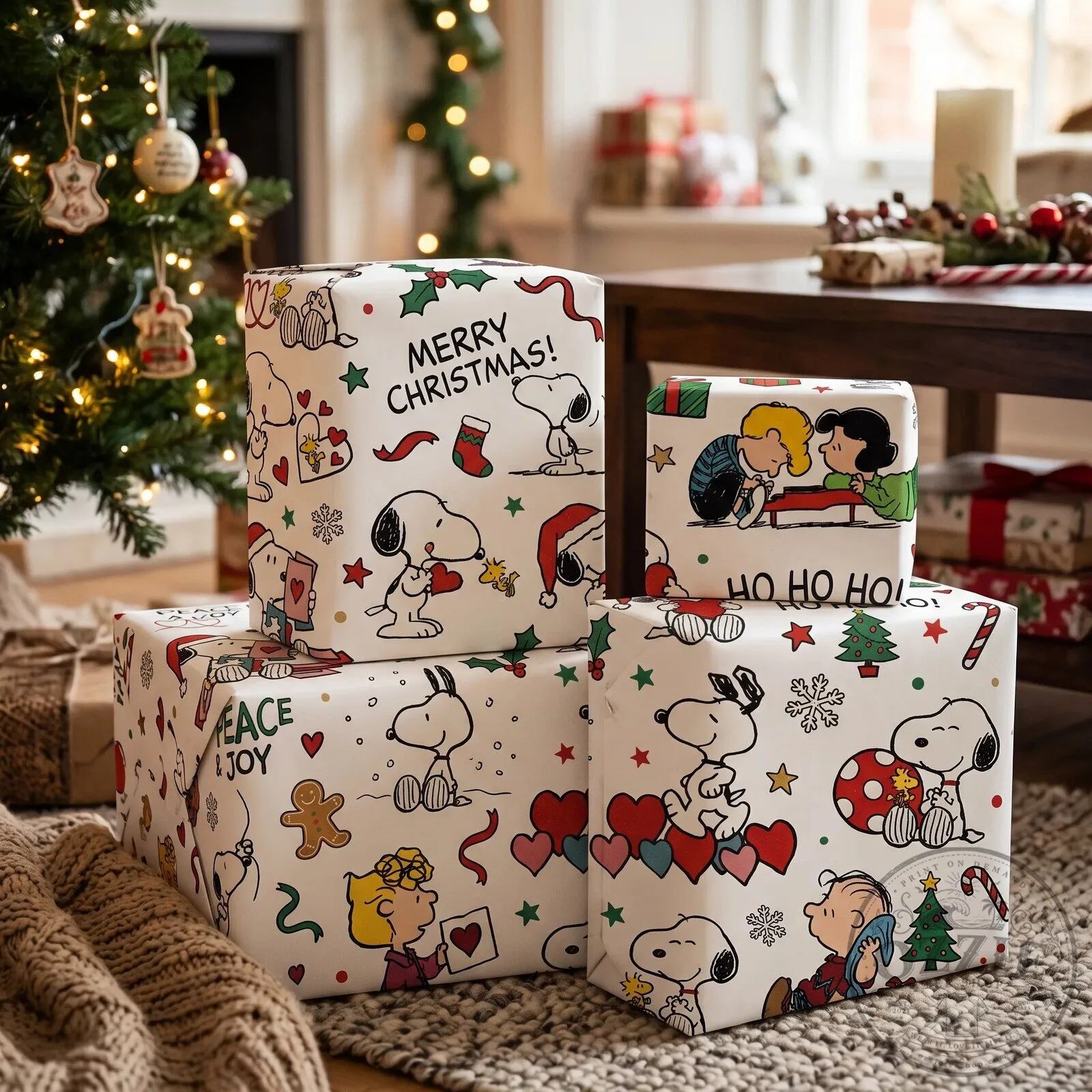 Snoopy Peanuts Gang Christmas Holiday Gift Wrapping Paper 1 Snoopy Peanuts Gang Christmas Holiday Gift Wrapping Paper
