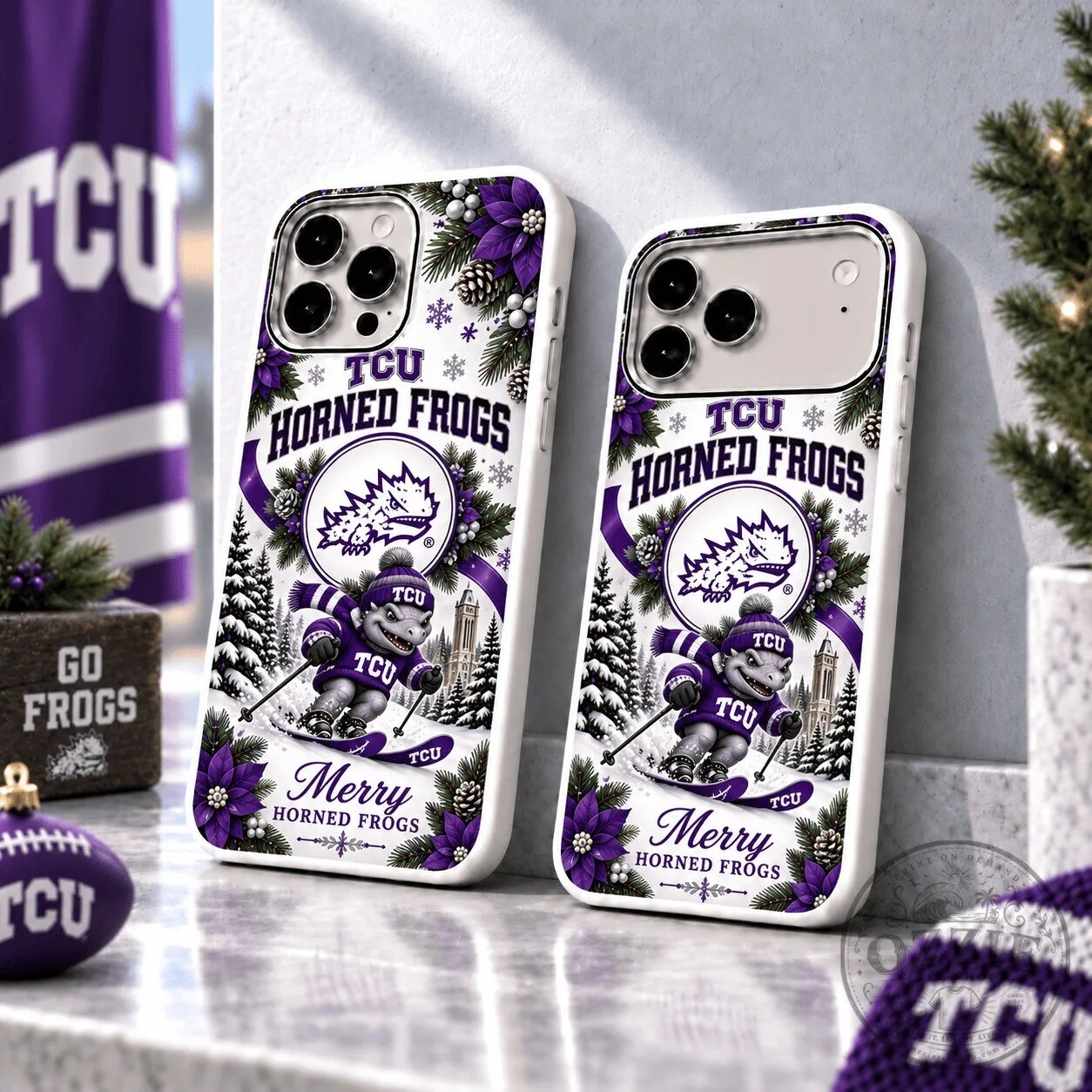 TCU Horned Frogs Christmas Skiing Mascot Winter Holiday Phone Case 5 TCU Horned Frogs Christmas Skiing Mascot Winter Holiday Phone Case