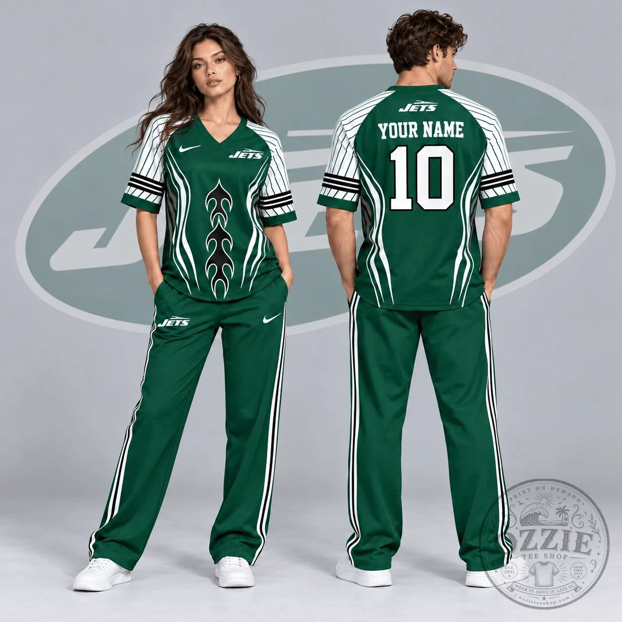 New York Jets Custom Name Number Flame Graphic V-Neck Football Jersey 4 New York Jets Custom Name Number Flame Graphic V-Neck Football Jersey