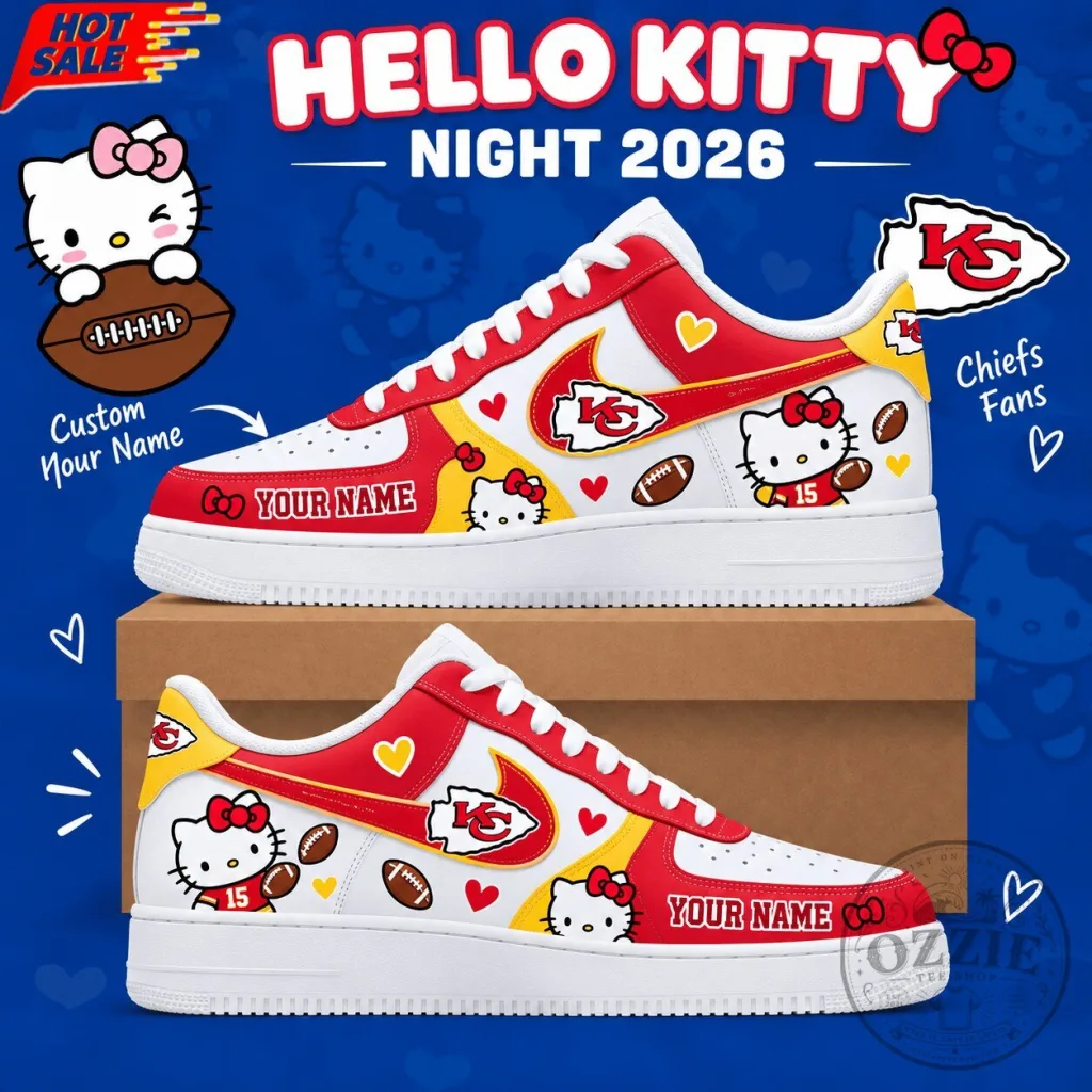 Kansas City Chiefs Hello Kitty Personalized Low Top Sneakers for Women Kansas City Chiefs Hello Kitty Personalized Low Top Sneakers for Women