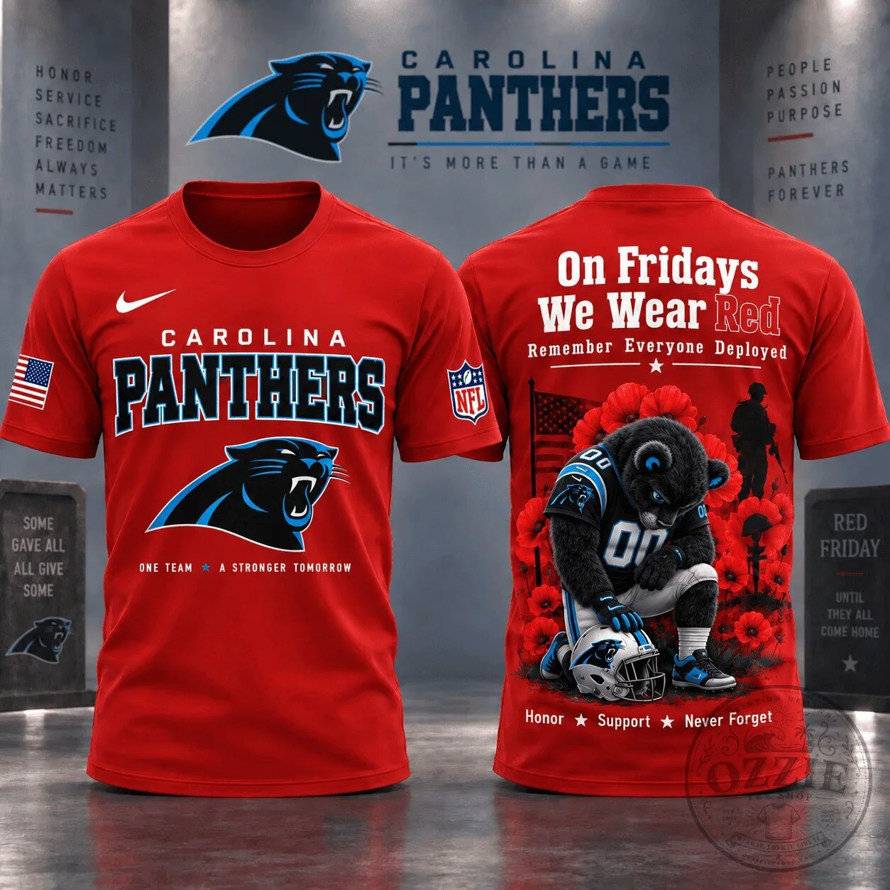 Carolina Panthers Red Friday Remember Everyone Deployed T-Shirt