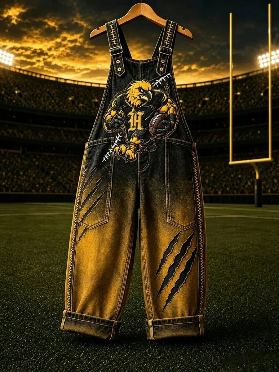 Iowa Hawkeyes American Football Mascot Denim Overalls for Women