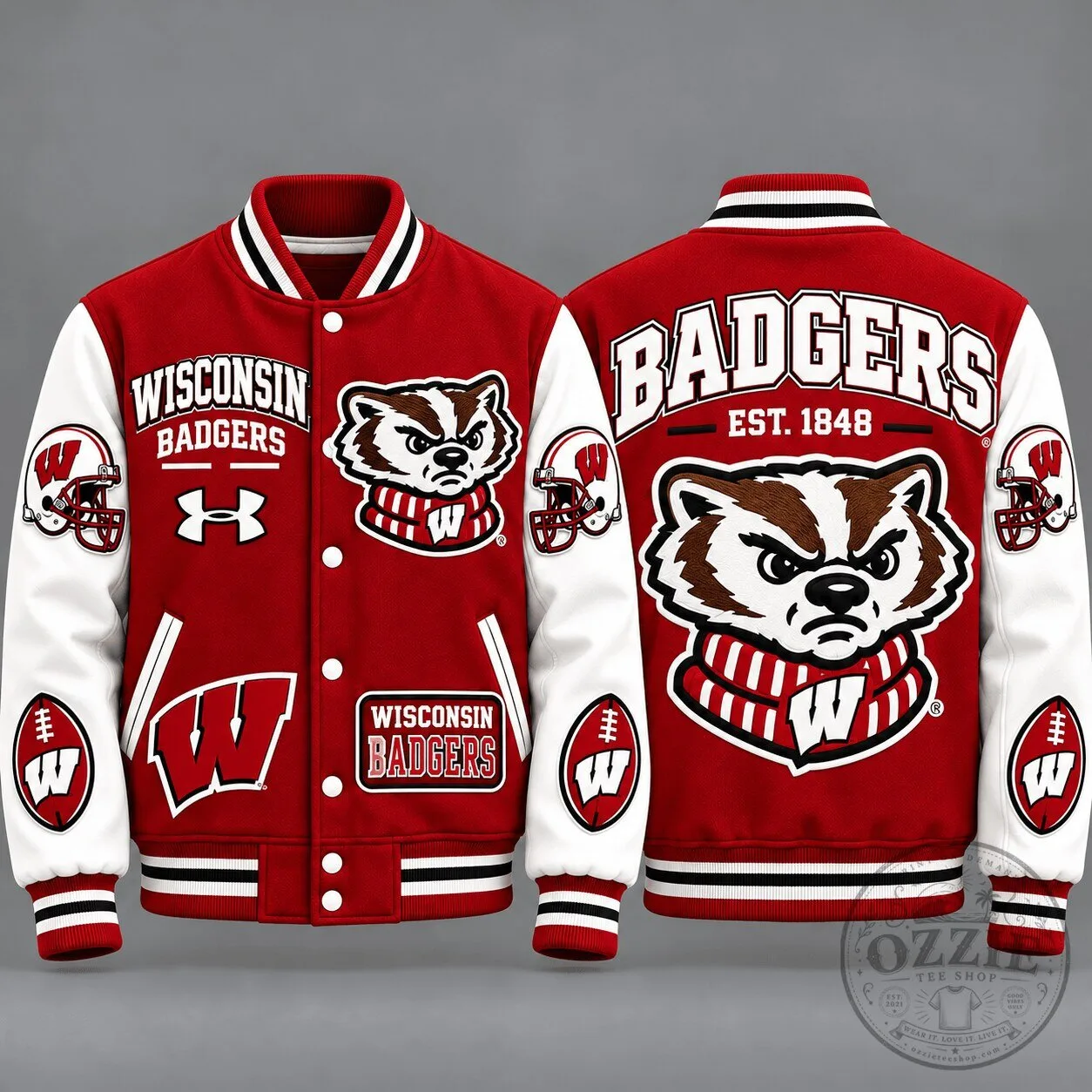 Wisconsin Badgers NCAA Vintage Football Varsity Letterman Jacket