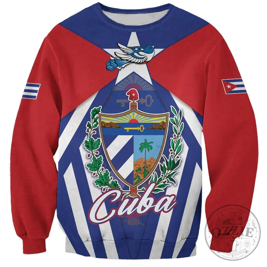 Viva Cuba Libre Cuban Trogon Bird and Coat of Arms Flag Design Sweatshirt