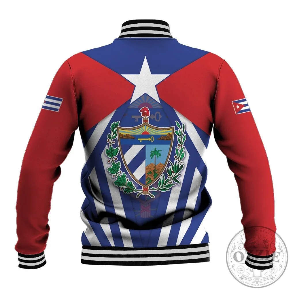 Cuba Flag Cuban Trogon Coat of Arms Baseball Jacket 7 Cuba Flag Cuban Trogon Coat of Arms Baseball Jacket