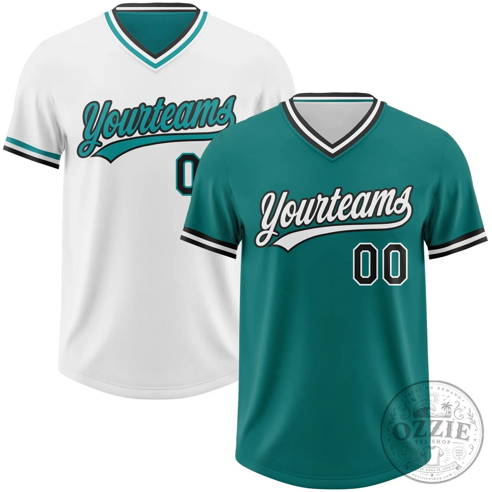 Custom Teal Black White Reversible Pullover Baseball Jersey Shirt 1 Custom Teal Black White Reversible Pullover Baseball Jersey Shirt