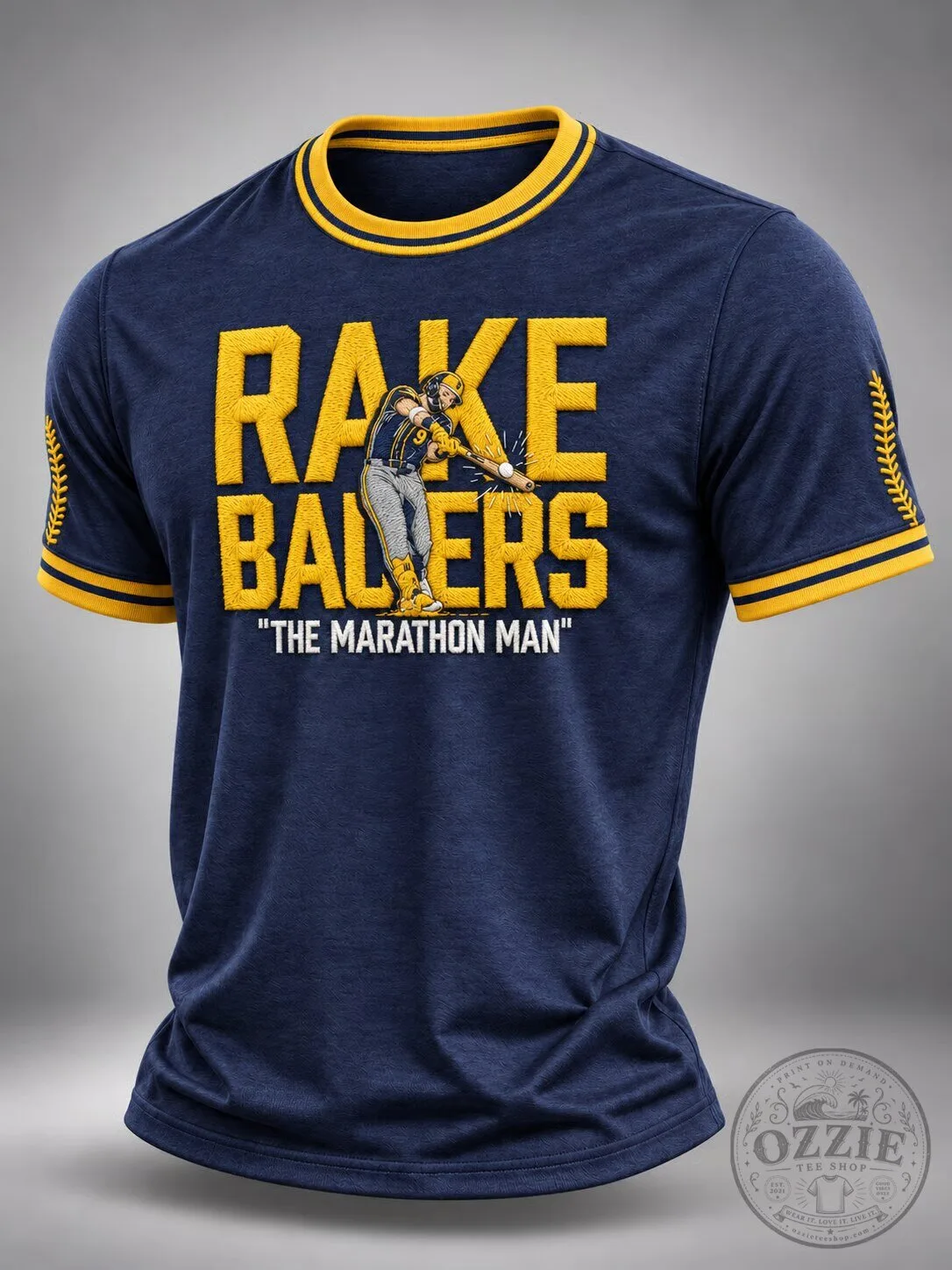 Rake Balers The Marathon Man Baseball Player Navy Blue T-Shirt