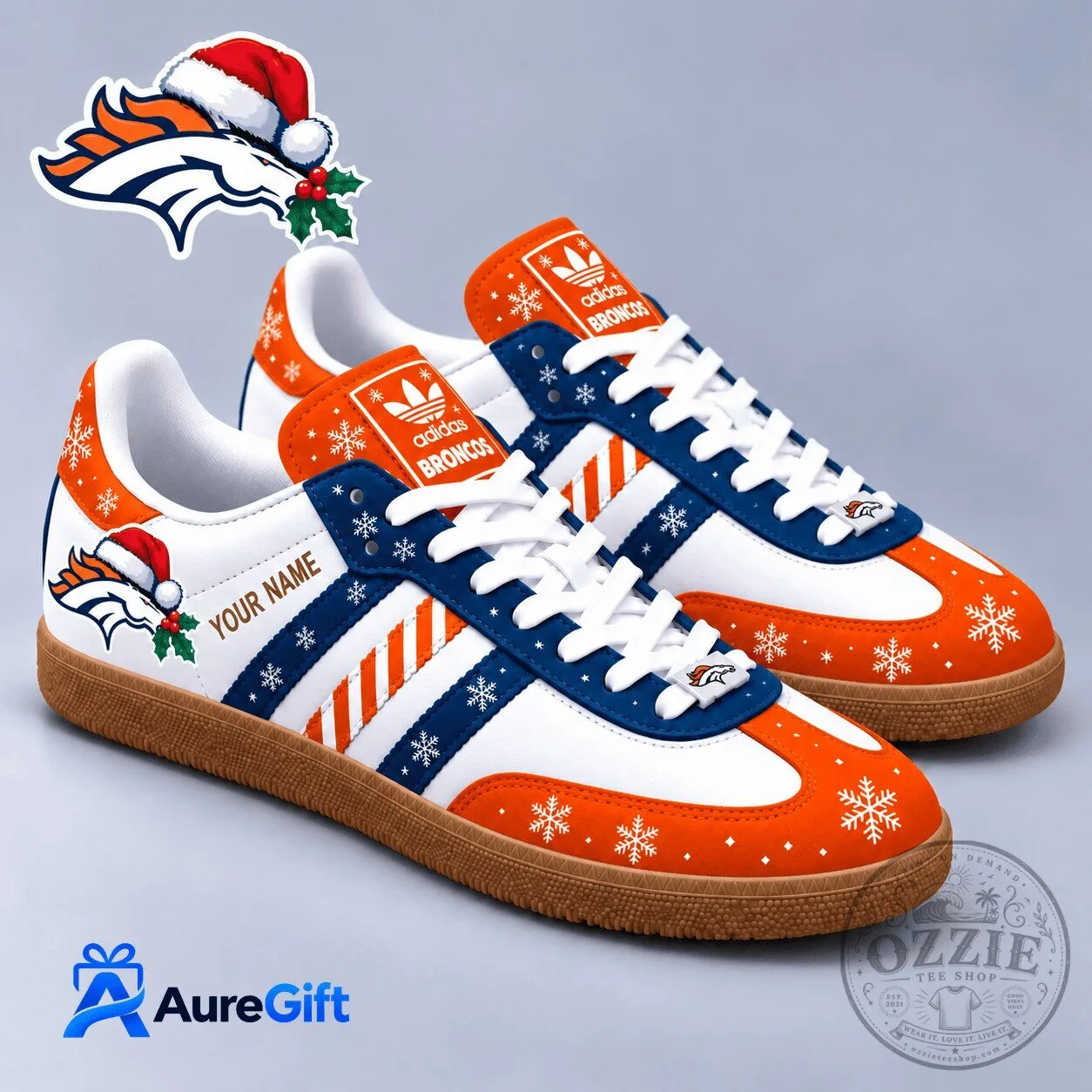 Denver Broncos NFL Christmas Personalized Name Adidas Samba Shoes