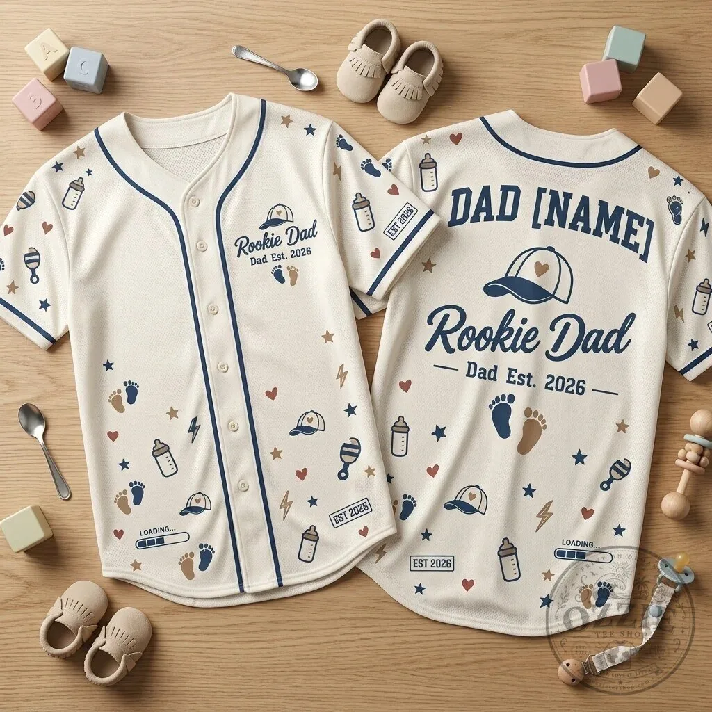 Personalized Rookie Dad Est 2026 Baseball Jersey - New Father Gift