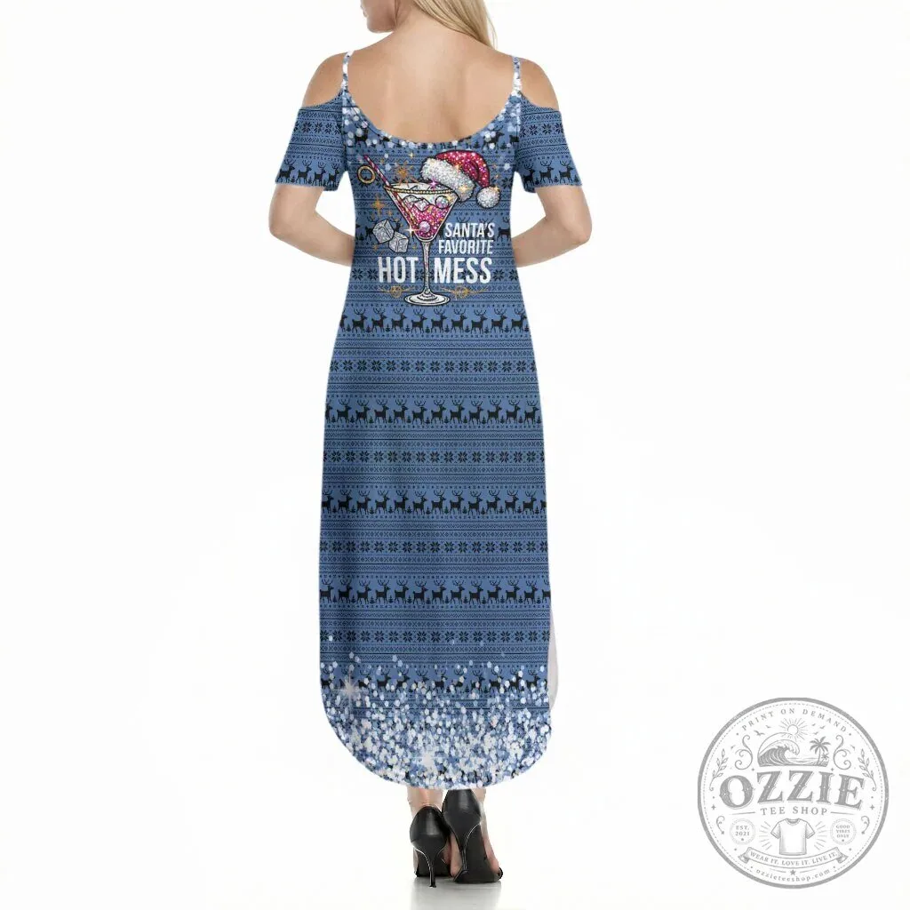 Sleighing Being A Hot Mess Christmas Martini Glass Cold Shoulder Maxi Dress 5 Sleighing Being A Hot Mess Christmas Martini Glass Cold Shoulder Maxi Dress