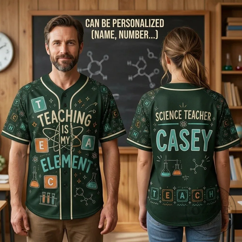 Science Teacher Teaching Is My Element Personalized Baseball Jersey 1 Science Teacher Teaching Is My Element Personalized Baseball Jersey