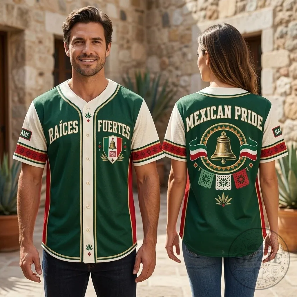 Raices Fuertes Mexican Independence Day Baseball Jersey 2 Raices Fuertes Mexican Independence Day Baseball Jersey