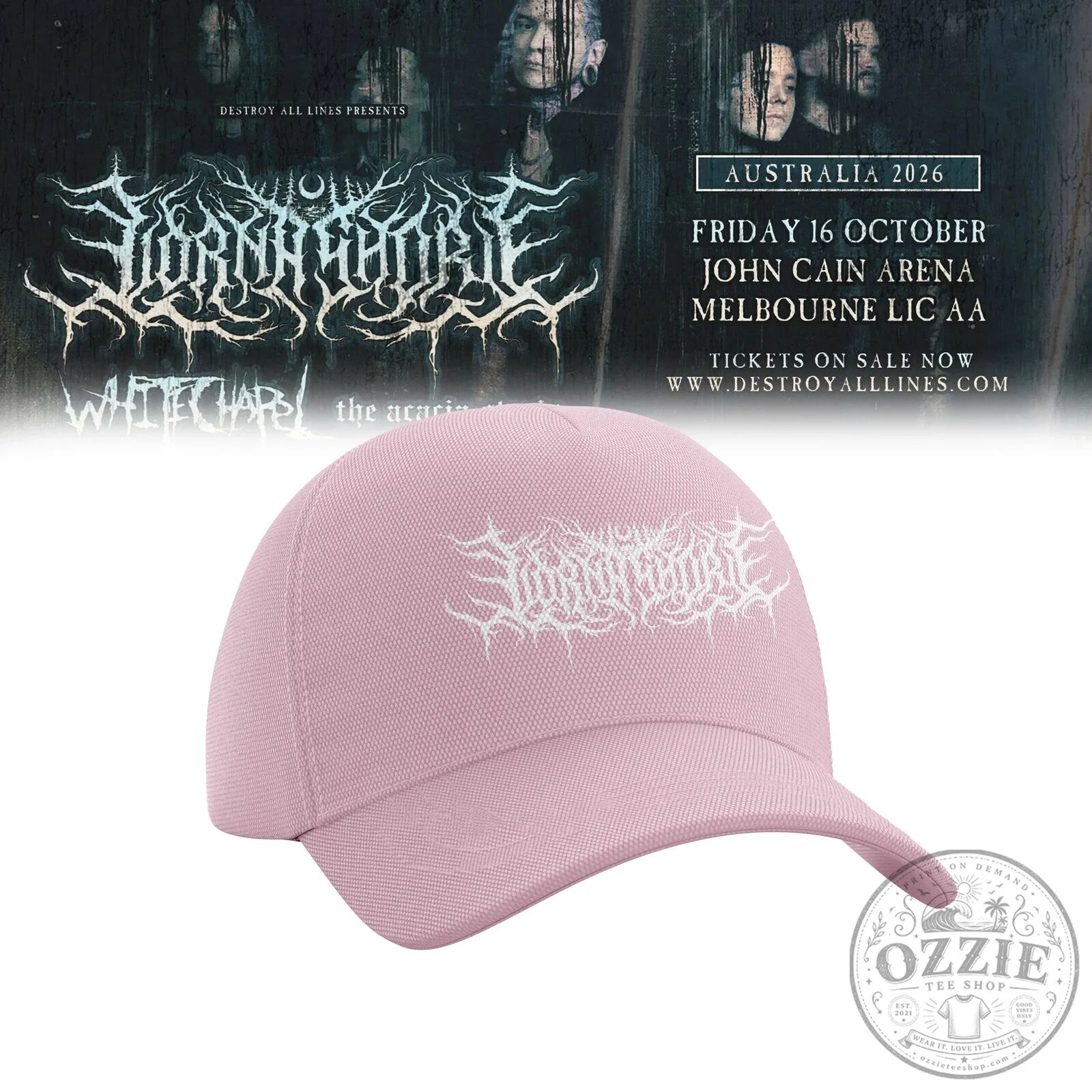 Lorna Shore Australia and New Zealand Tour 2026 Pink Cap Hat 5 Lorna Shore Australia and New Zealand Tour 2026 Pink Cap Hat