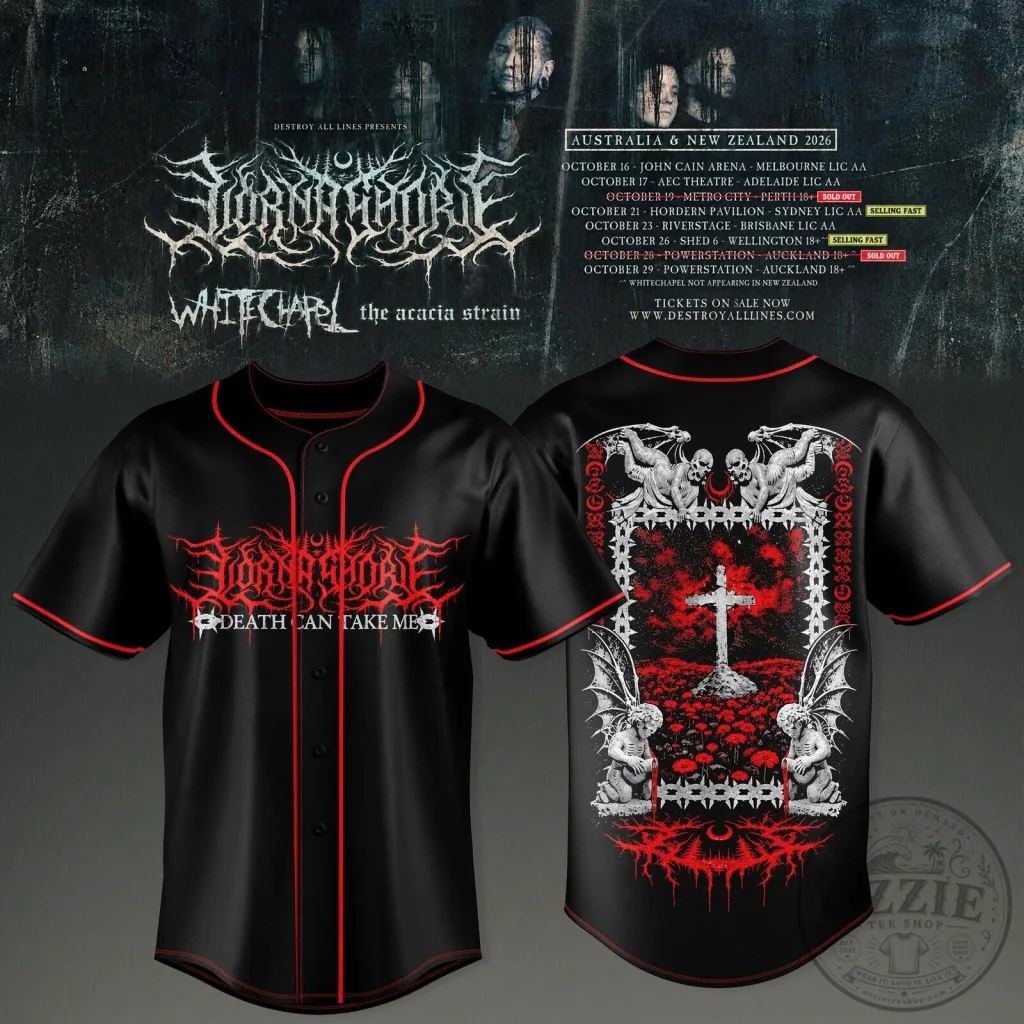 Lorna Shore Deathcore Band Australia New Zealand Tour Baseball Jersey Lorna Shore Deathcore Band Australia New Zealand Tour Baseball Jersey