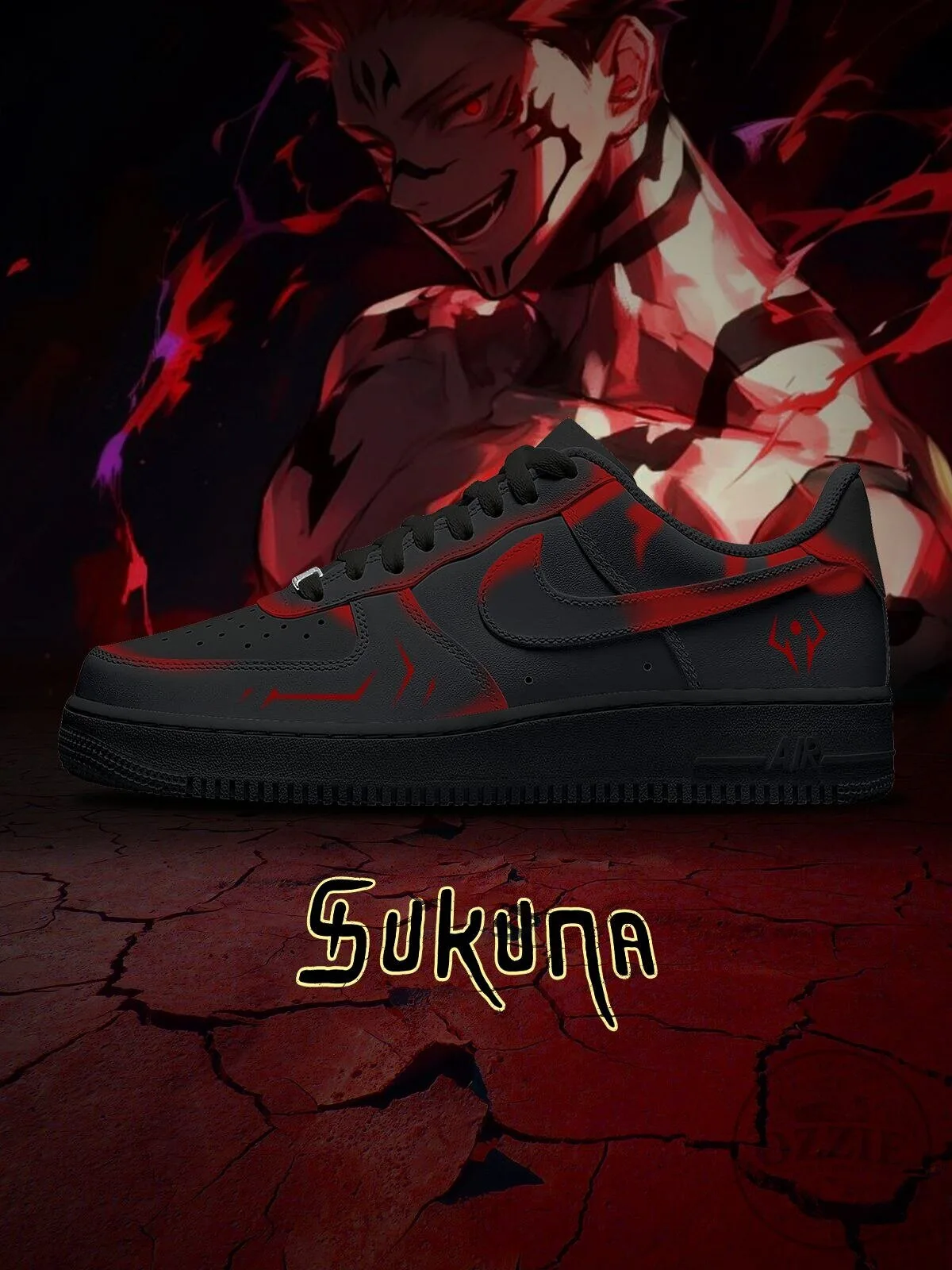 Ryomen Sukuna Jujutsu Kaisen Anime Custom Black and Red Athletic Sneakers 2 Ryomen Sukuna Jujutsu Kaisen Anime Custom Black and Red Athletic Sneakers